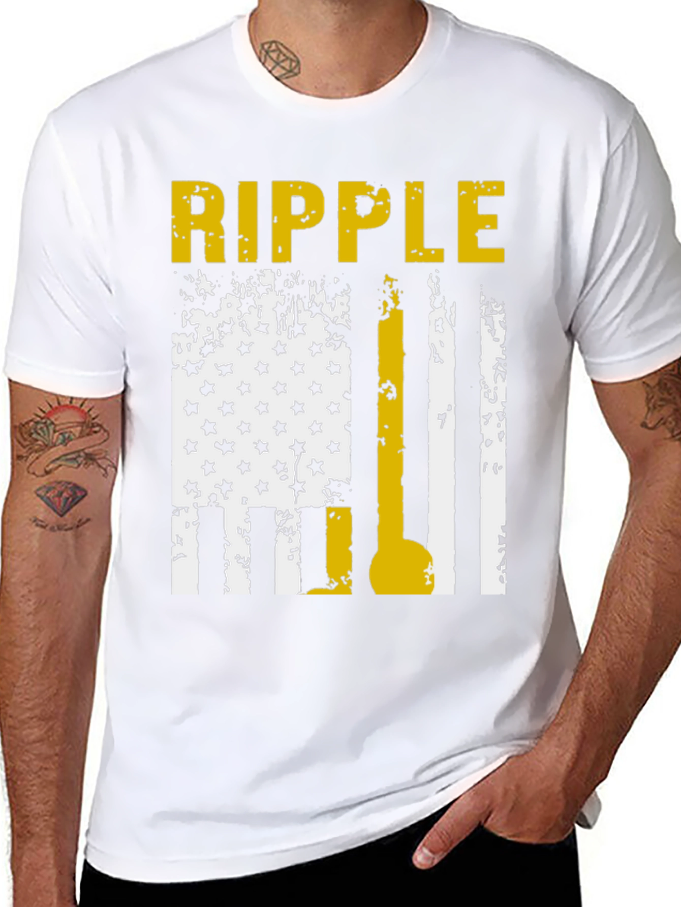 Ripple T-Shirt: Distressed American Flag Design
