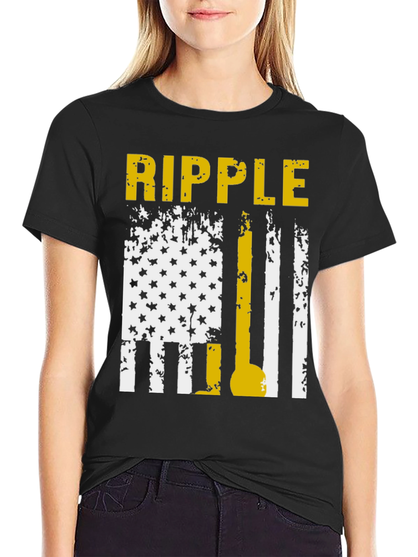 Ripple T-Shirt: Distressed American Flag Design