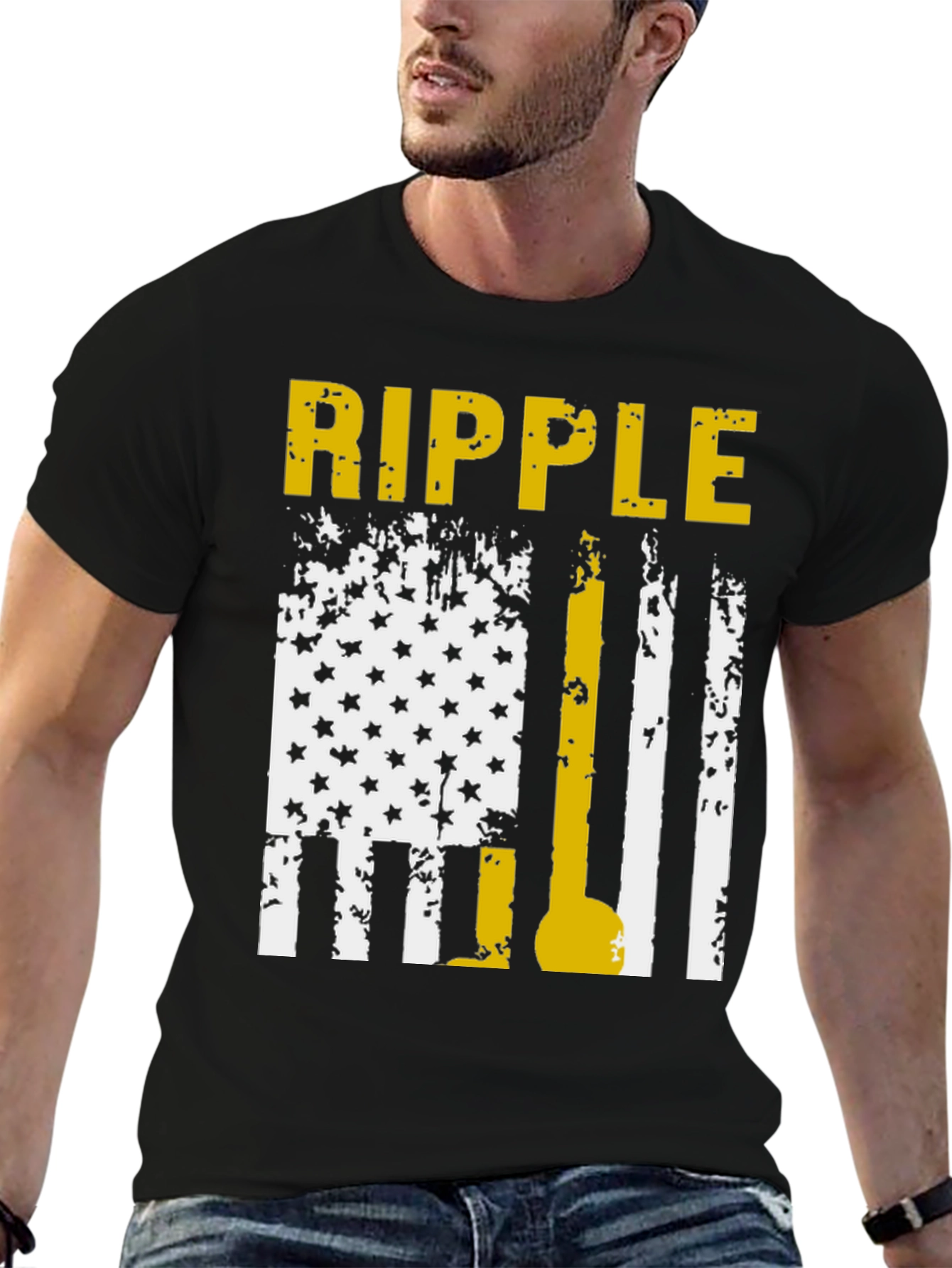 Ripple T-Shirt: Distressed American Flag Design