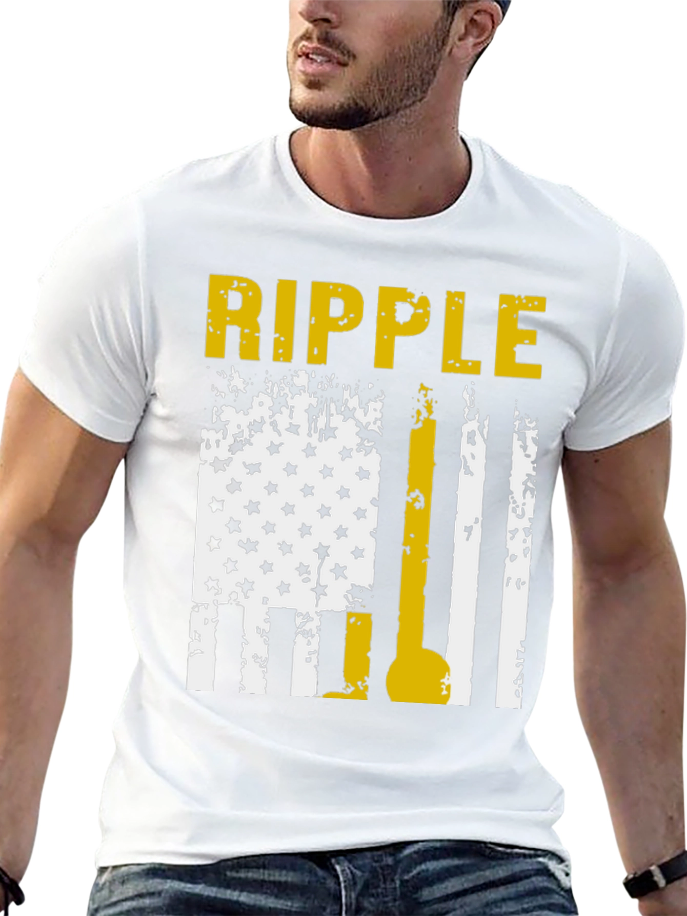 Ripple T-Shirt: Distressed American Flag Design