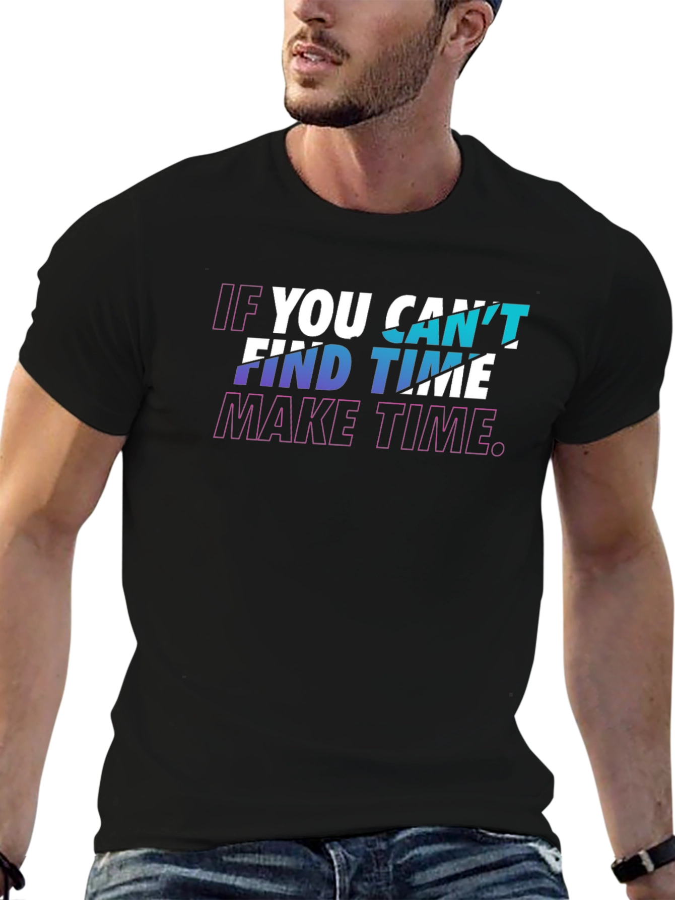 Inspirational Graphic Tee - Make Time - Black T-Shirt