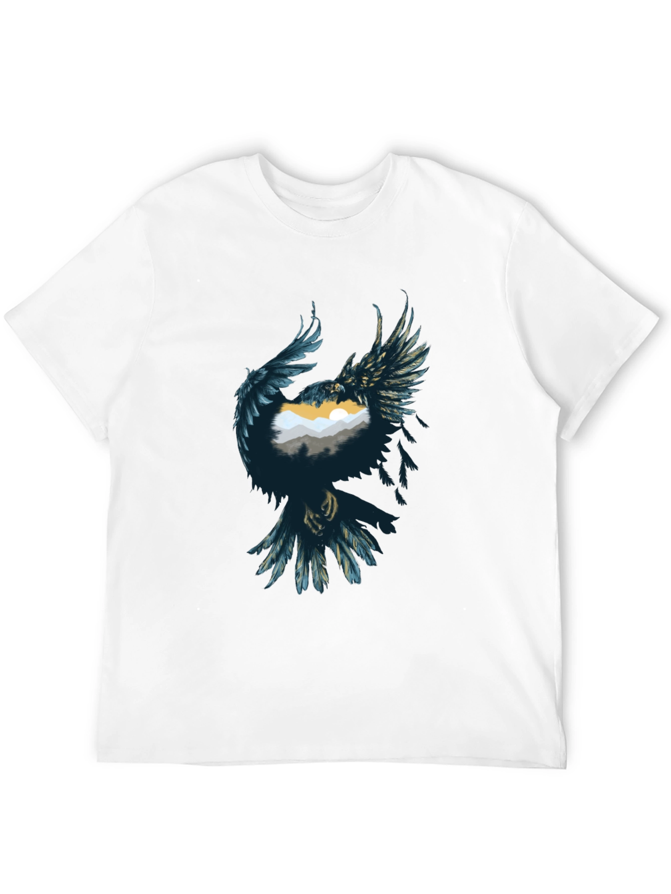 Raven Mountain Graphic Tee - Stylish Unisex Black T-Shirt