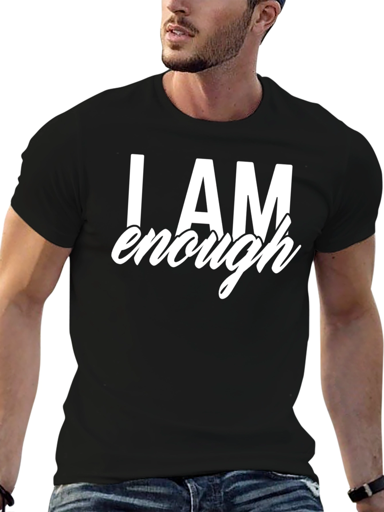 I AM Enough Black T-Shirt - Motivational Graphic Tee