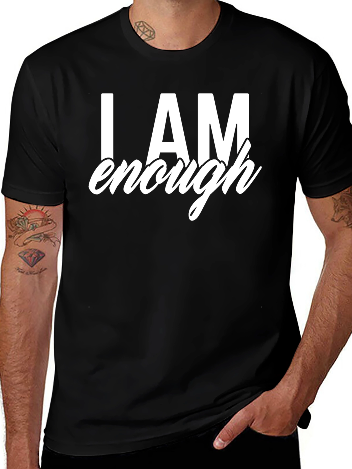 I AM Enough Black T-Shirt - Motivational Graphic Tee
