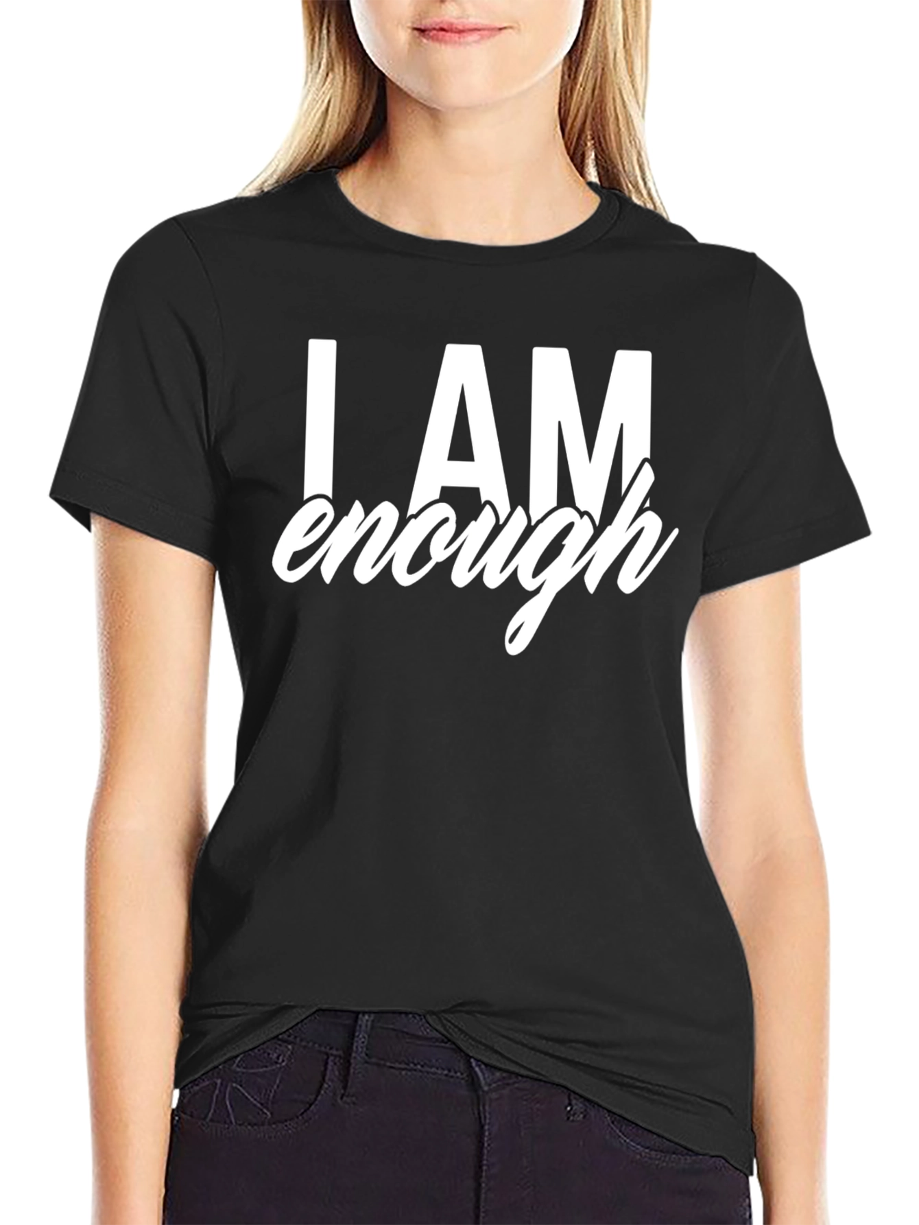 I AM Enough Black T-Shirt - Motivational Graphic Tee