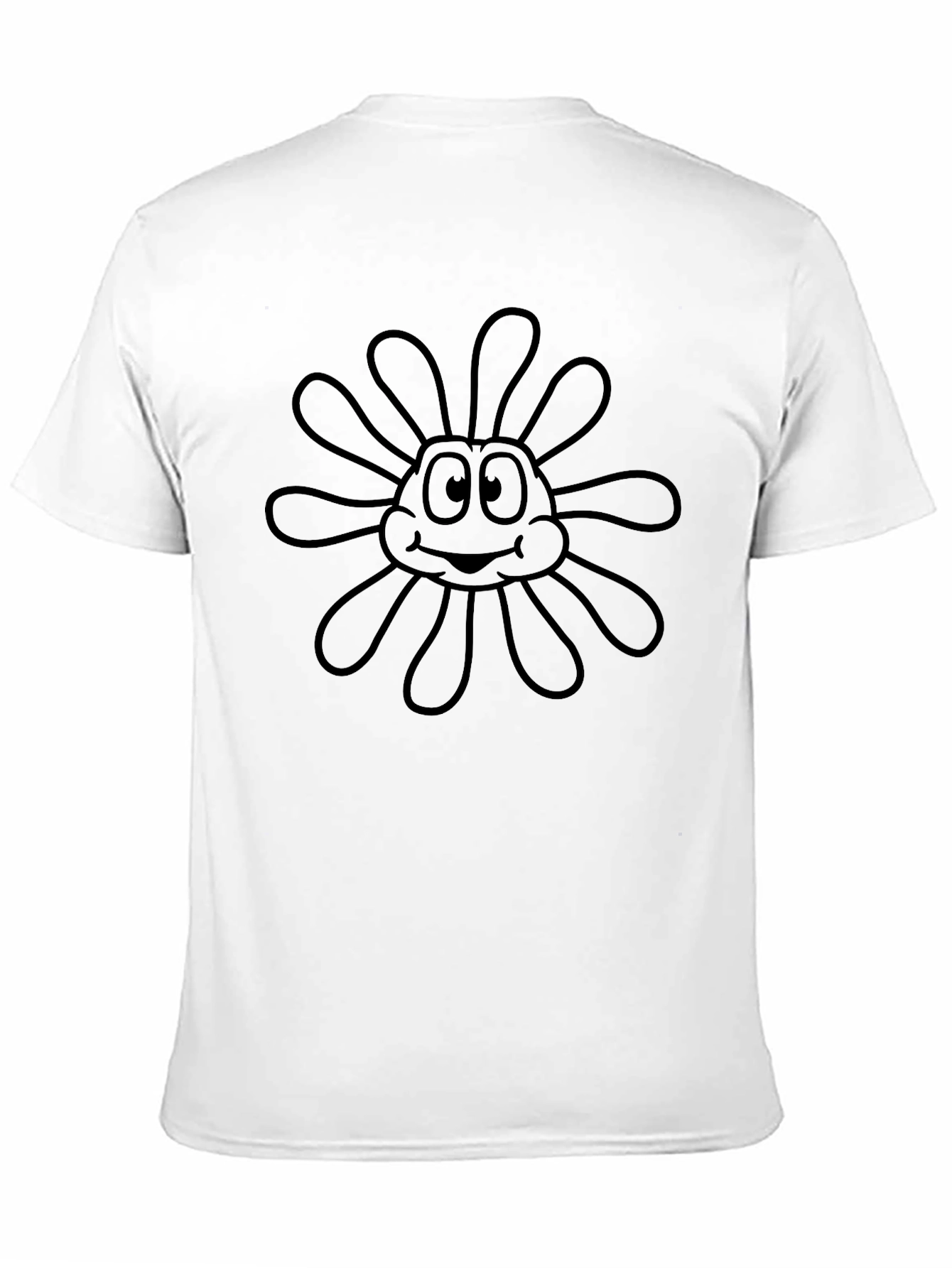 Black T-Shirt with Cartoon Flower Design