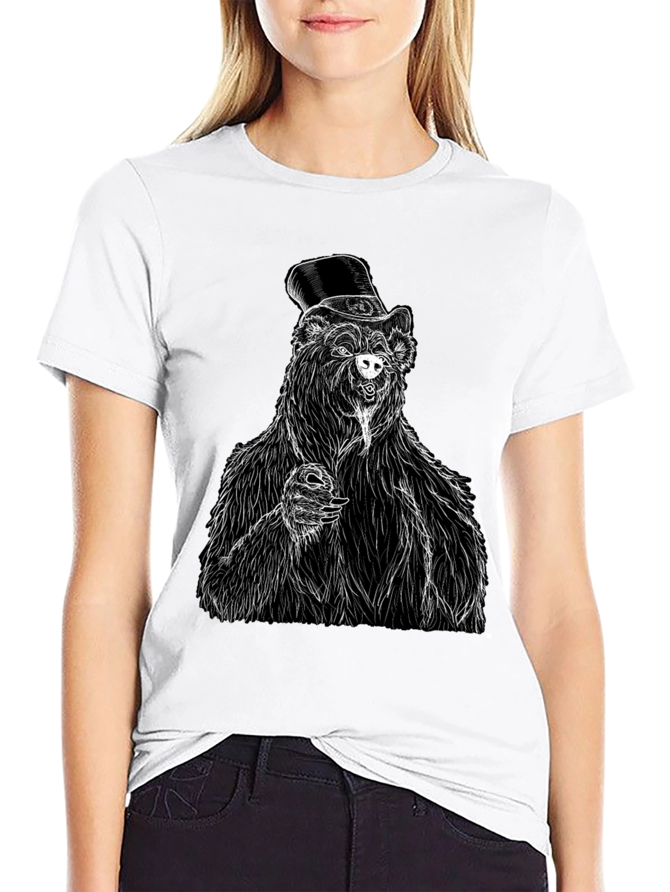 Bear Top Hat T-Shirt - Unique Graphic Tee