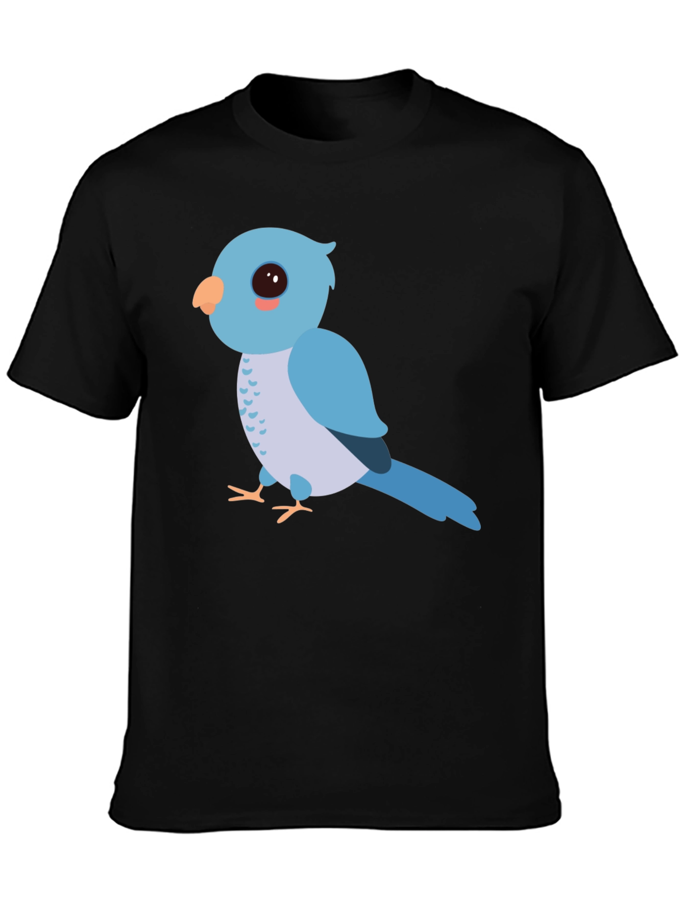 Cute Cartoon Bird Graphic Tee - Unisex Black T-Shirt