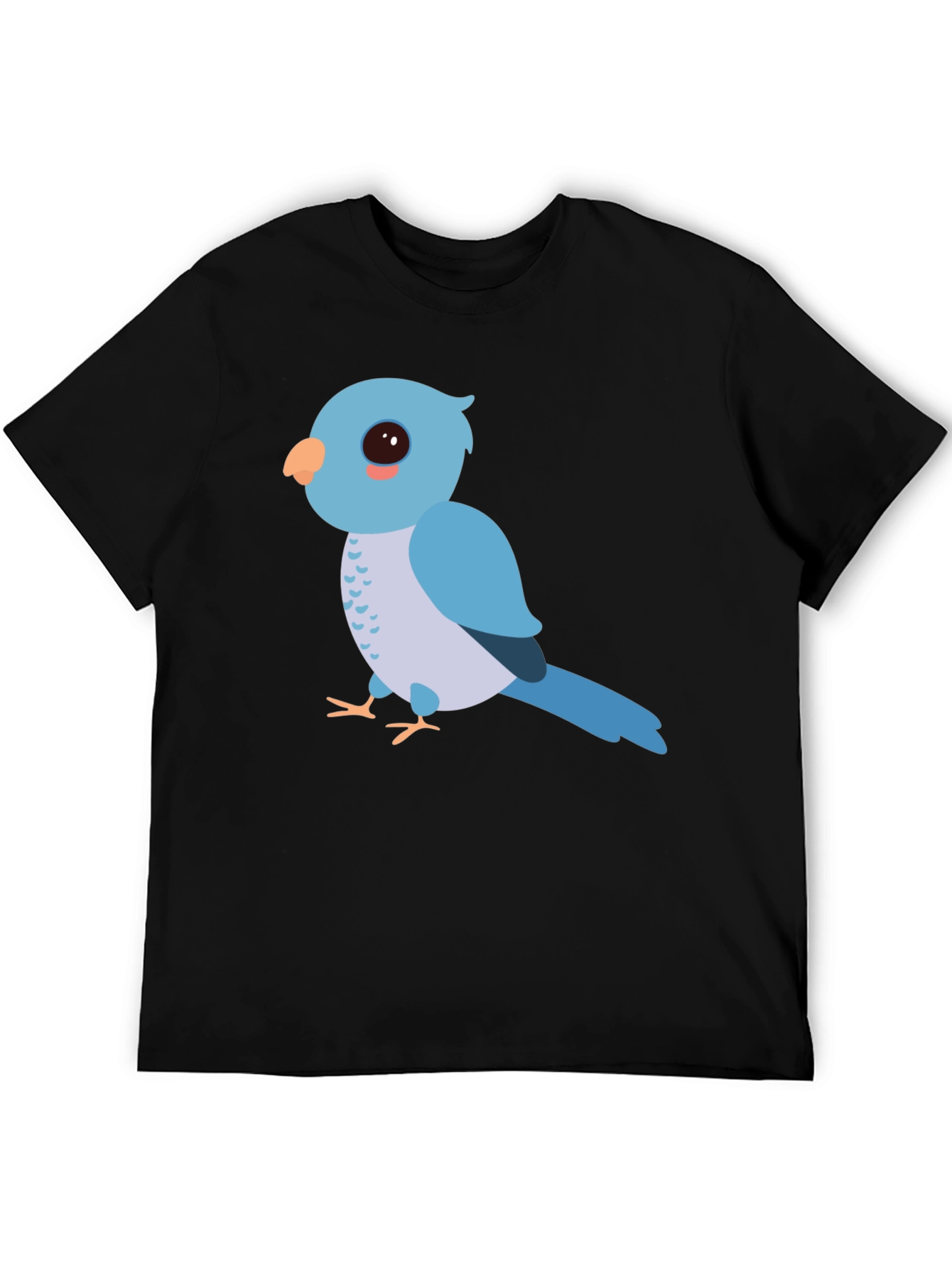 Cute Cartoon Bird Graphic Tee - Unisex Black T-Shirt