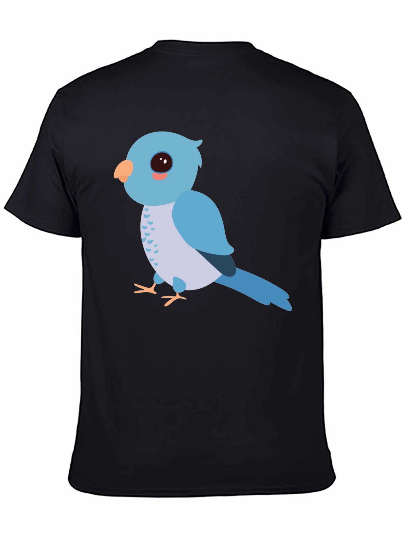 Cute Cartoon Bird Graphic Tee - Unisex Black T-Shirt