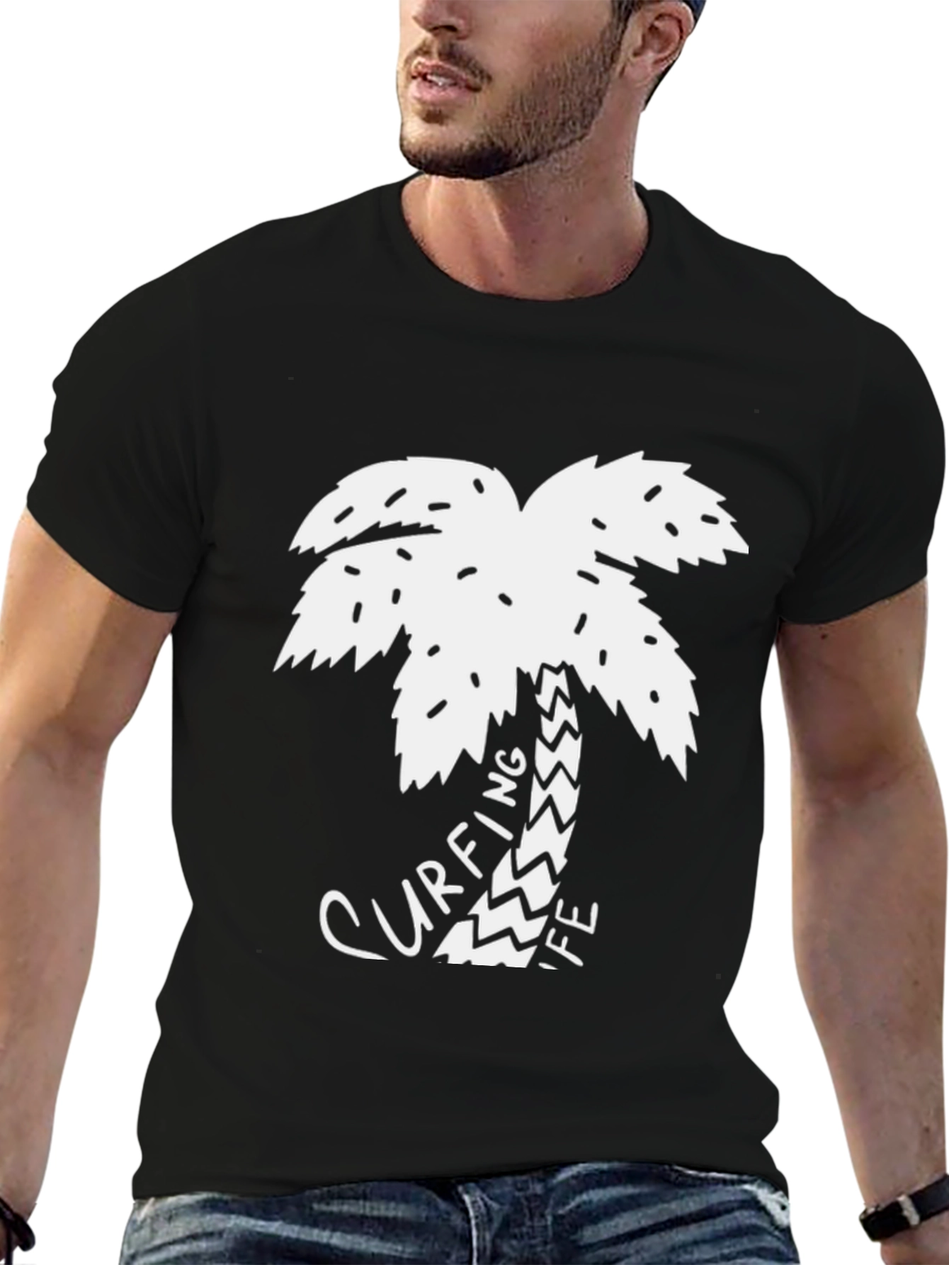 Surfing Life Palm Tree Graphic Tee