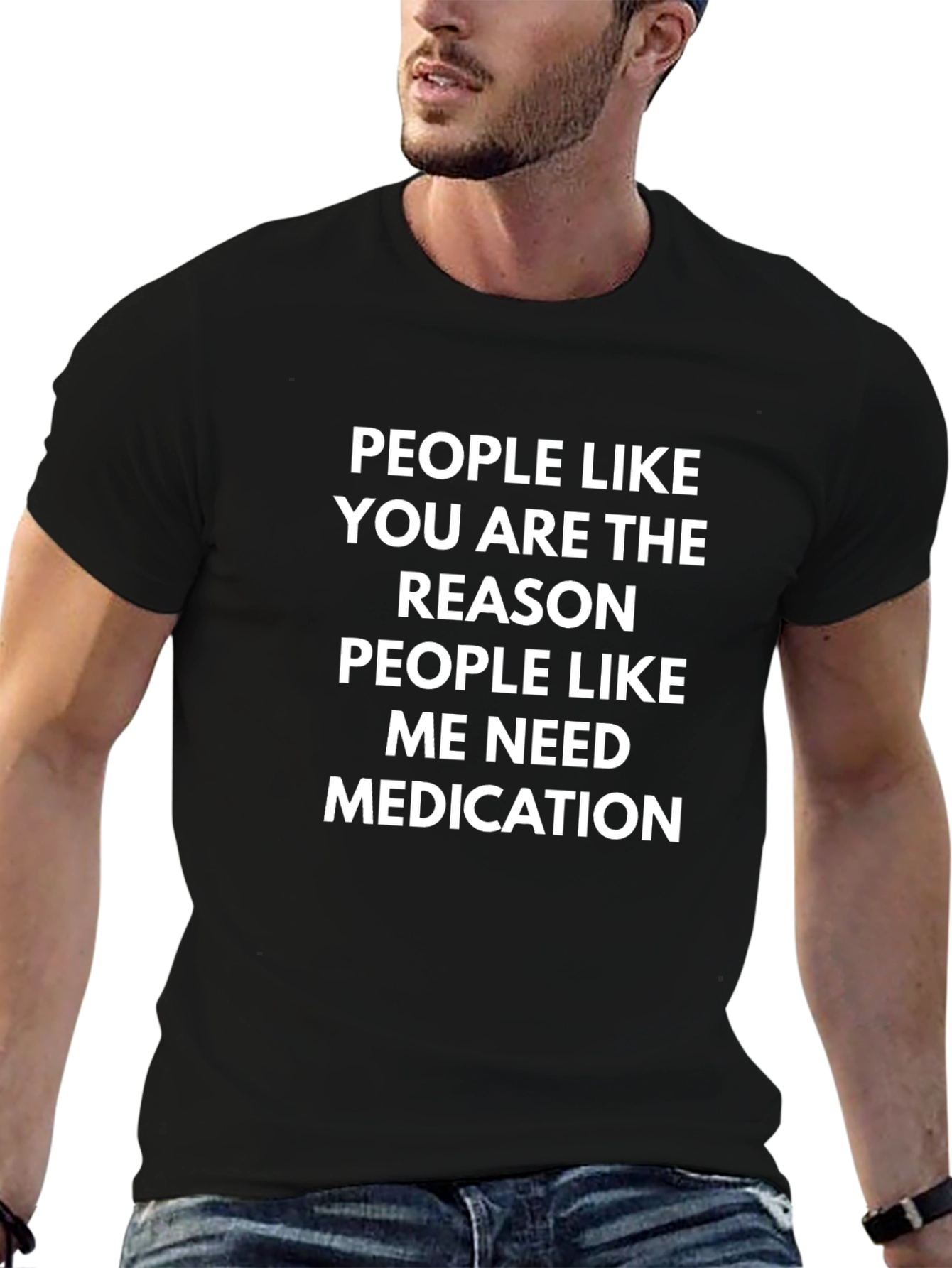 Funny Medication Graphic Tee - Black Cotton T-Shirt