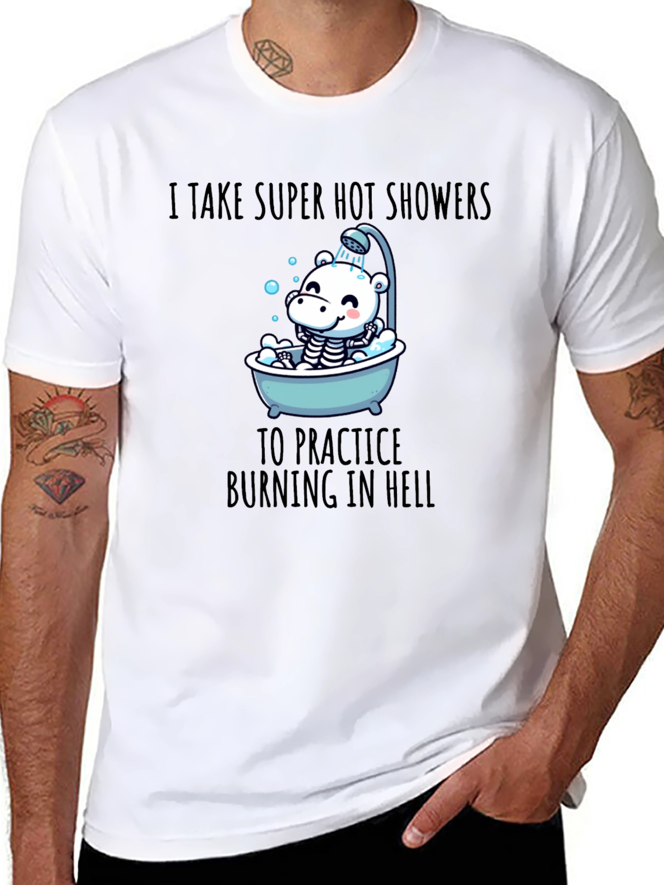 Funny Burning in Hell Shower T-Shirt