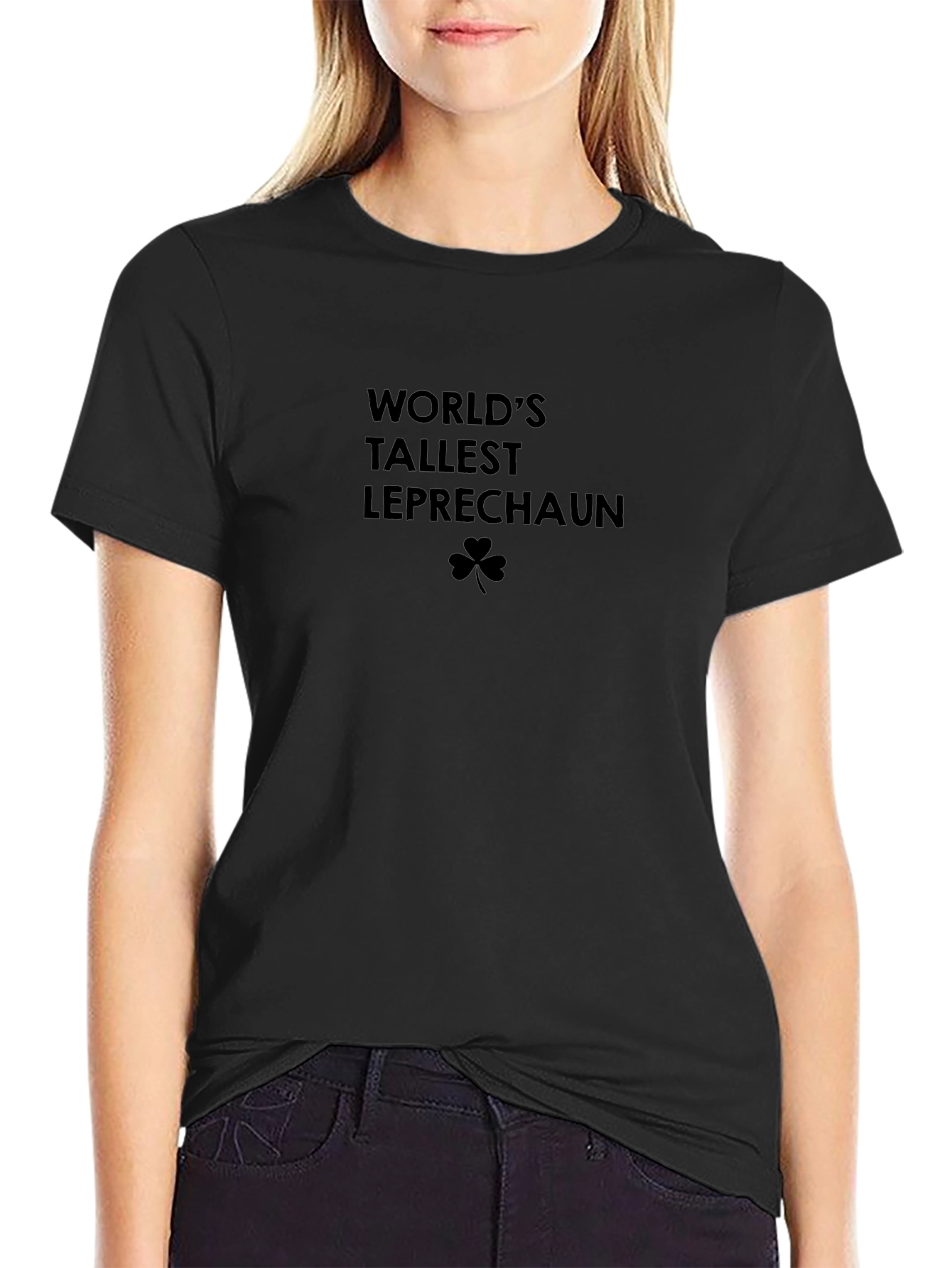 Worlds Tallest Leprechaun Black Graphic Tee