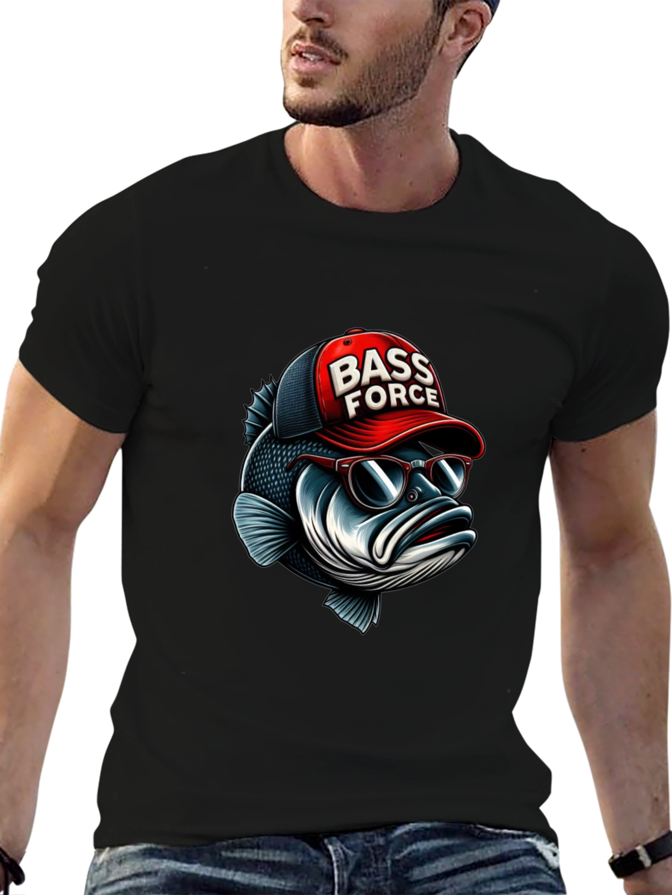 Bass Force T-Shirt - Cool Fish Graphic Tee
