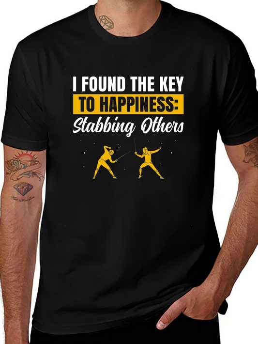 Funny Fencing T-Shirt - Key to Happiness