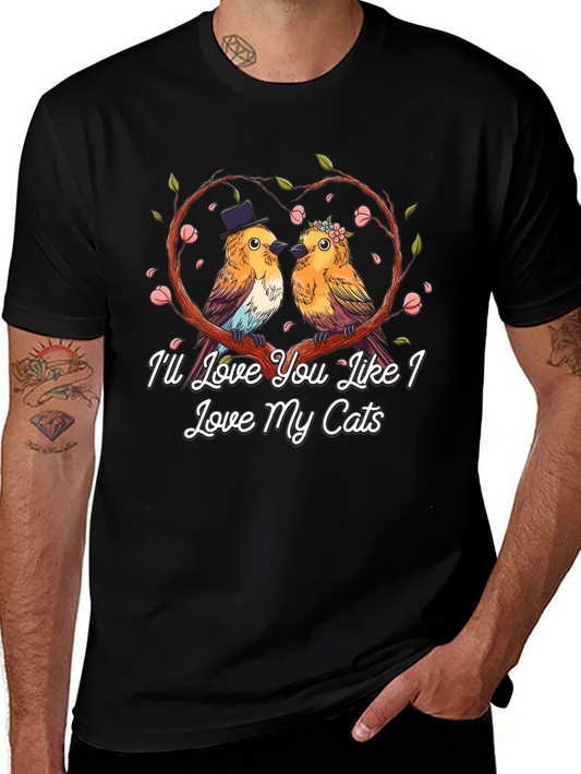 Love My Cats T-Shirt: Cute Bird Couple Graphic Tee