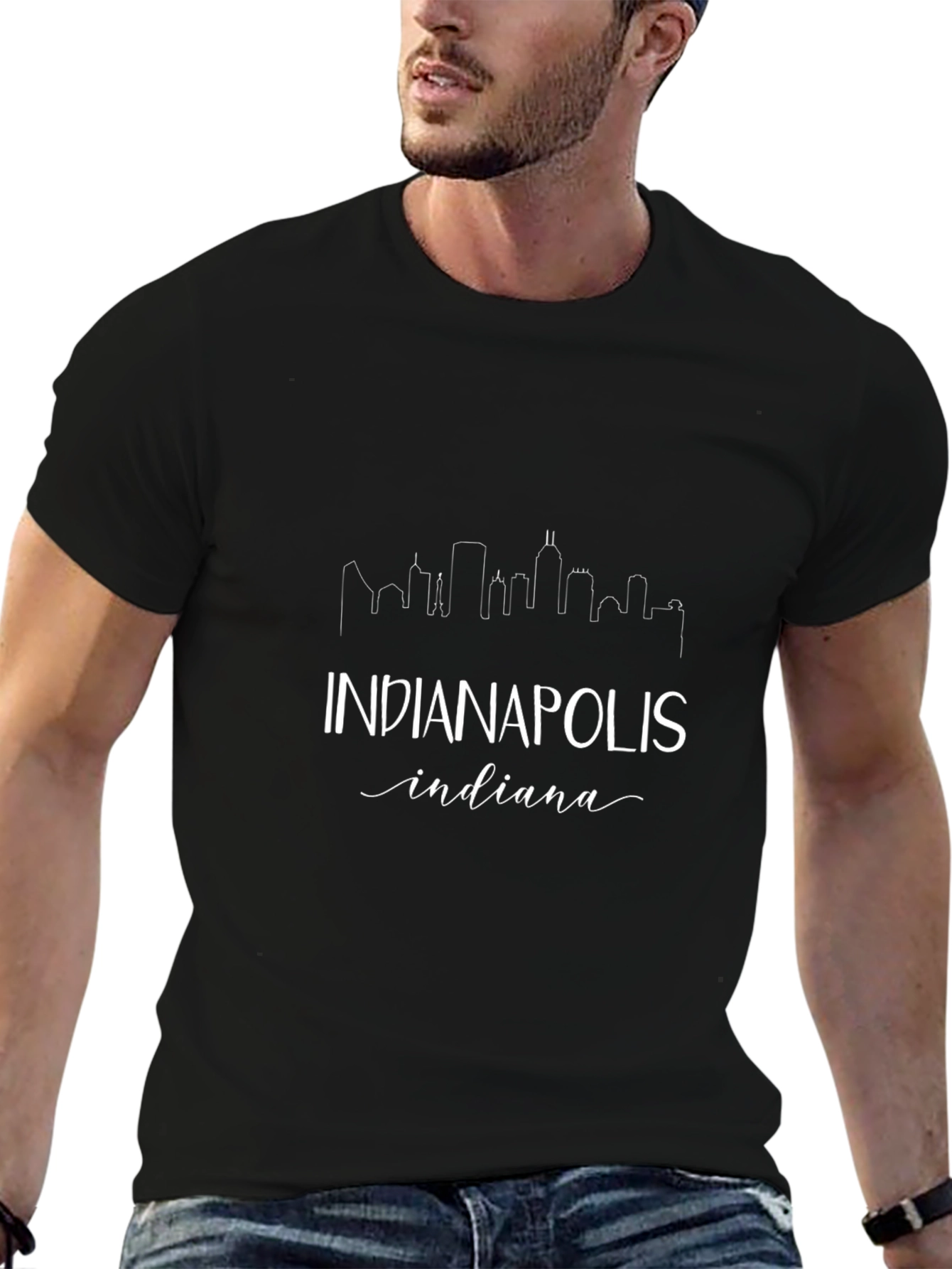 Indianapolis Indiana Skyline Graphic Tee - Black