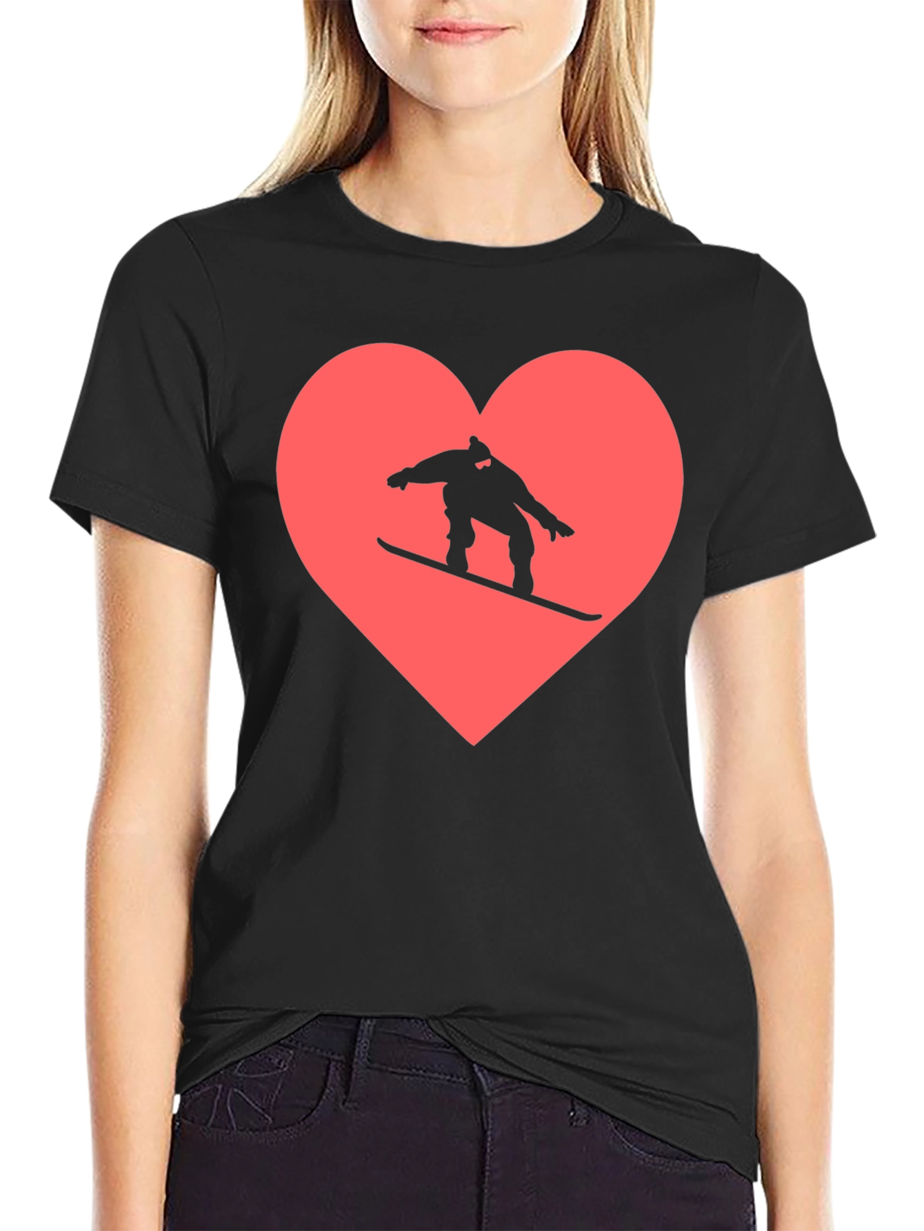 Snowboard Heart Graphic Tee - Black