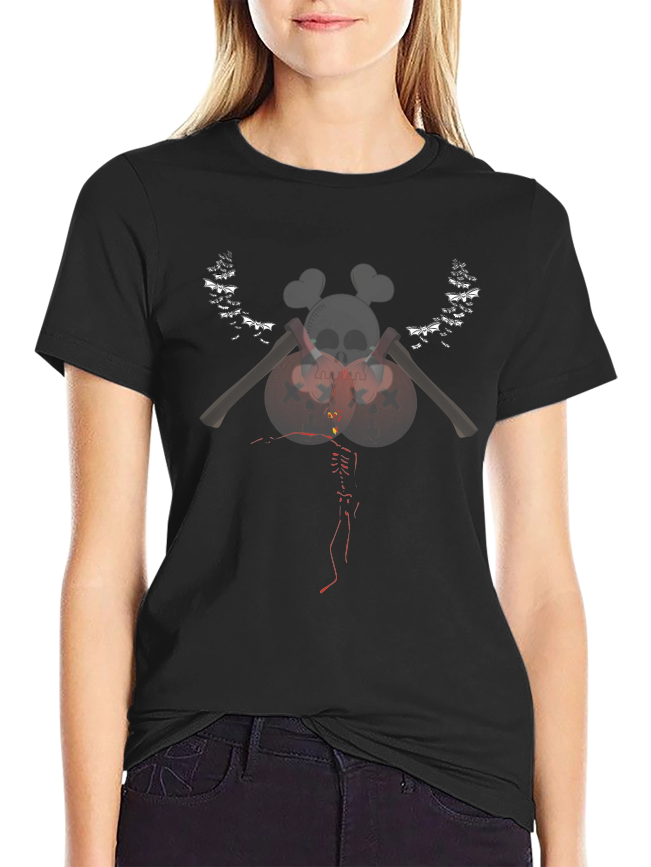 Skull & Axes Graphic Tee - Mens Black T-Shirt