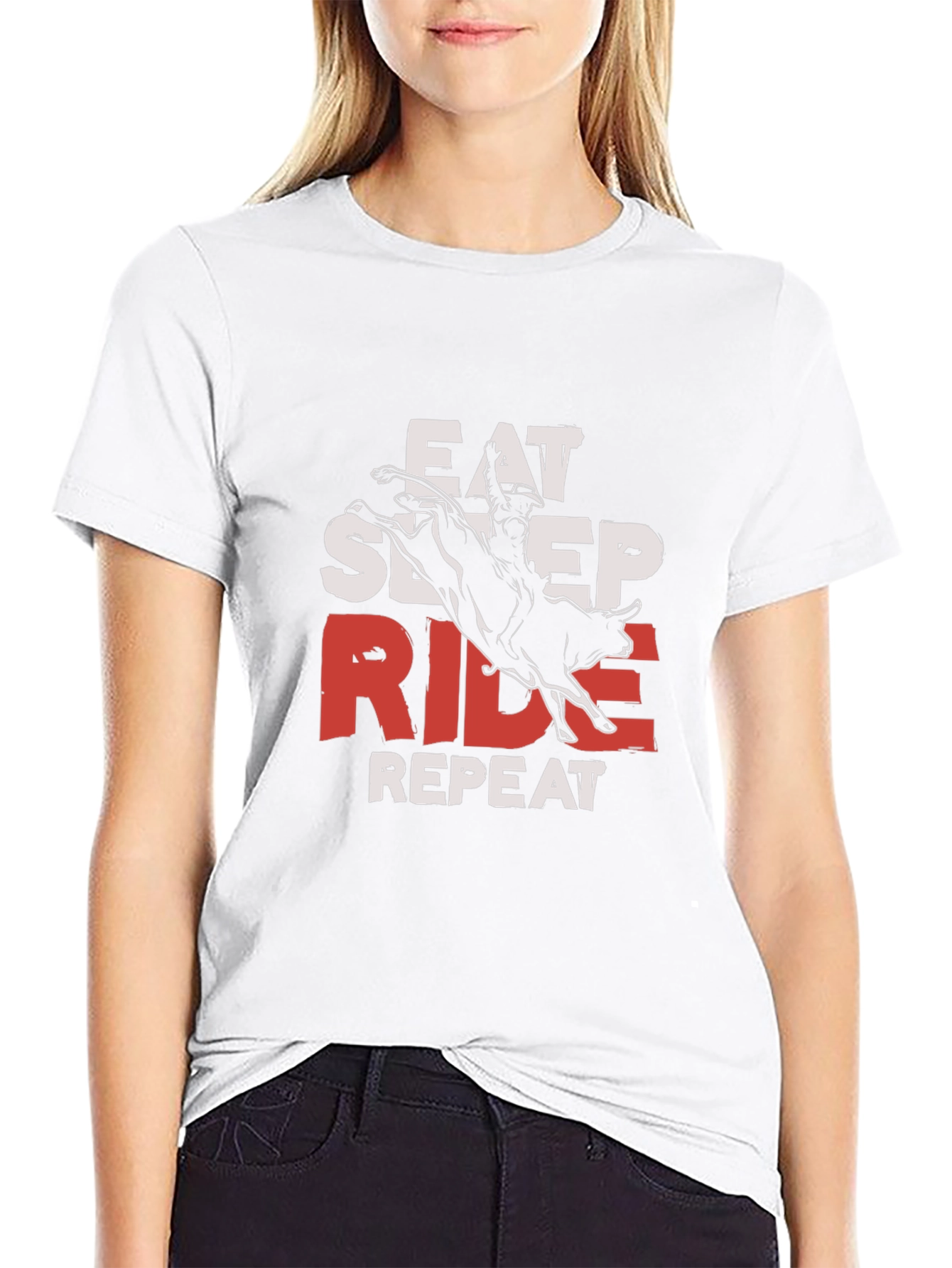 Eat Sleep Ride Repeat Bull Rider T-Shirt