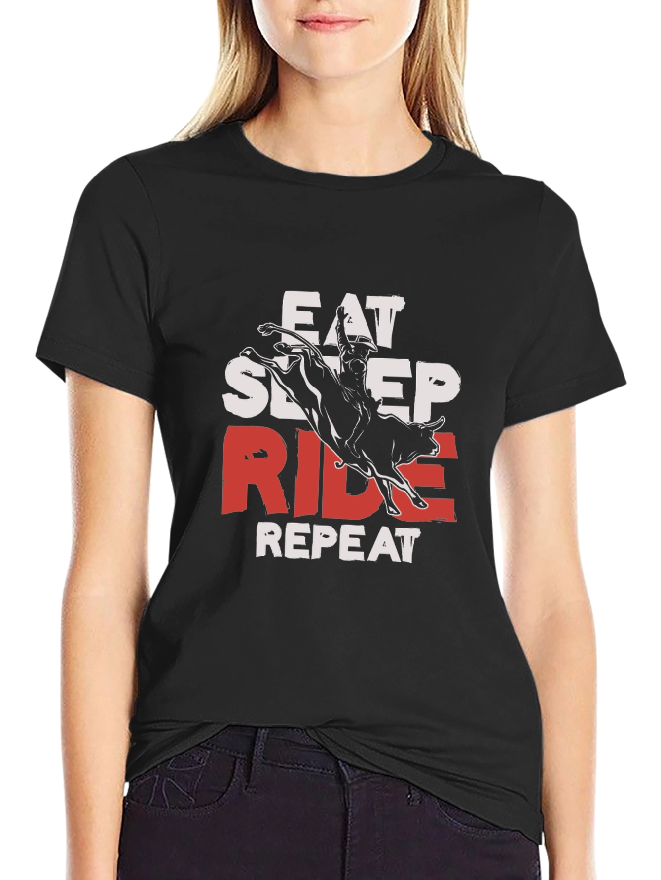 Eat Sleep Ride Repeat Bull Rider T-Shirt
