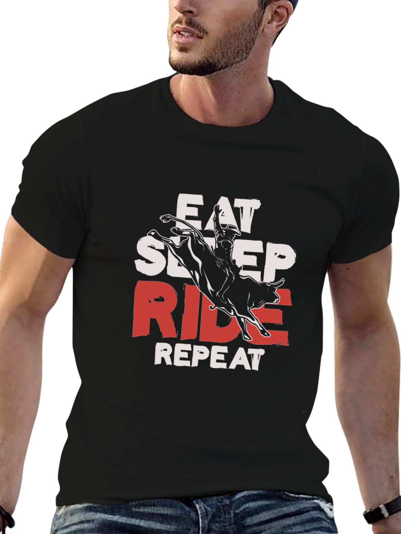 Eat Sleep Ride Repeat Bull Rider T-Shirt
