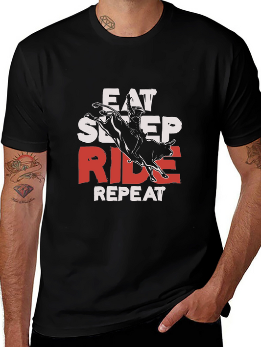 Eat Sleep Ride Repeat Bull Rider T-Shirt