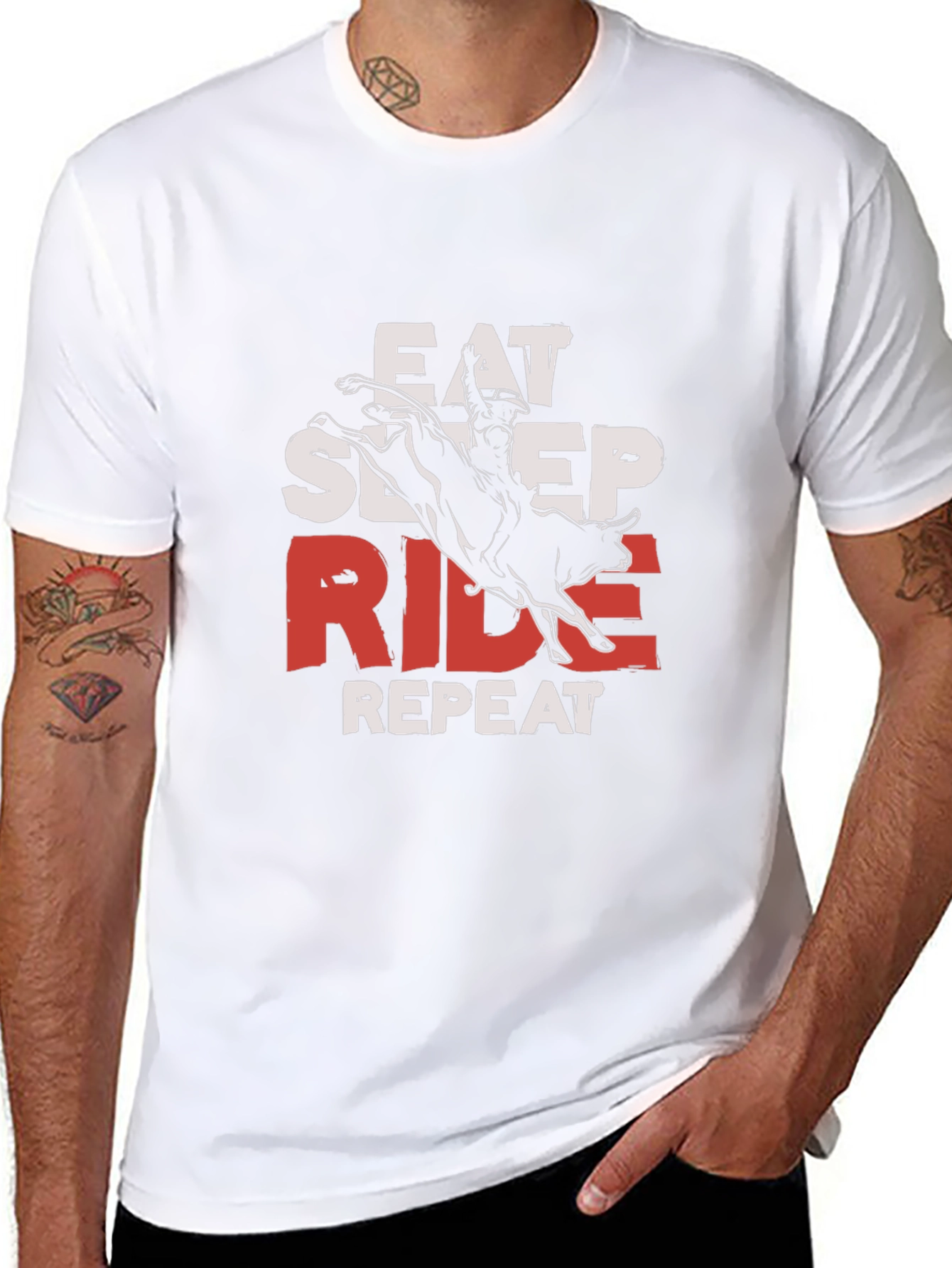 Eat Sleep Ride Repeat Bull Rider T-Shirt