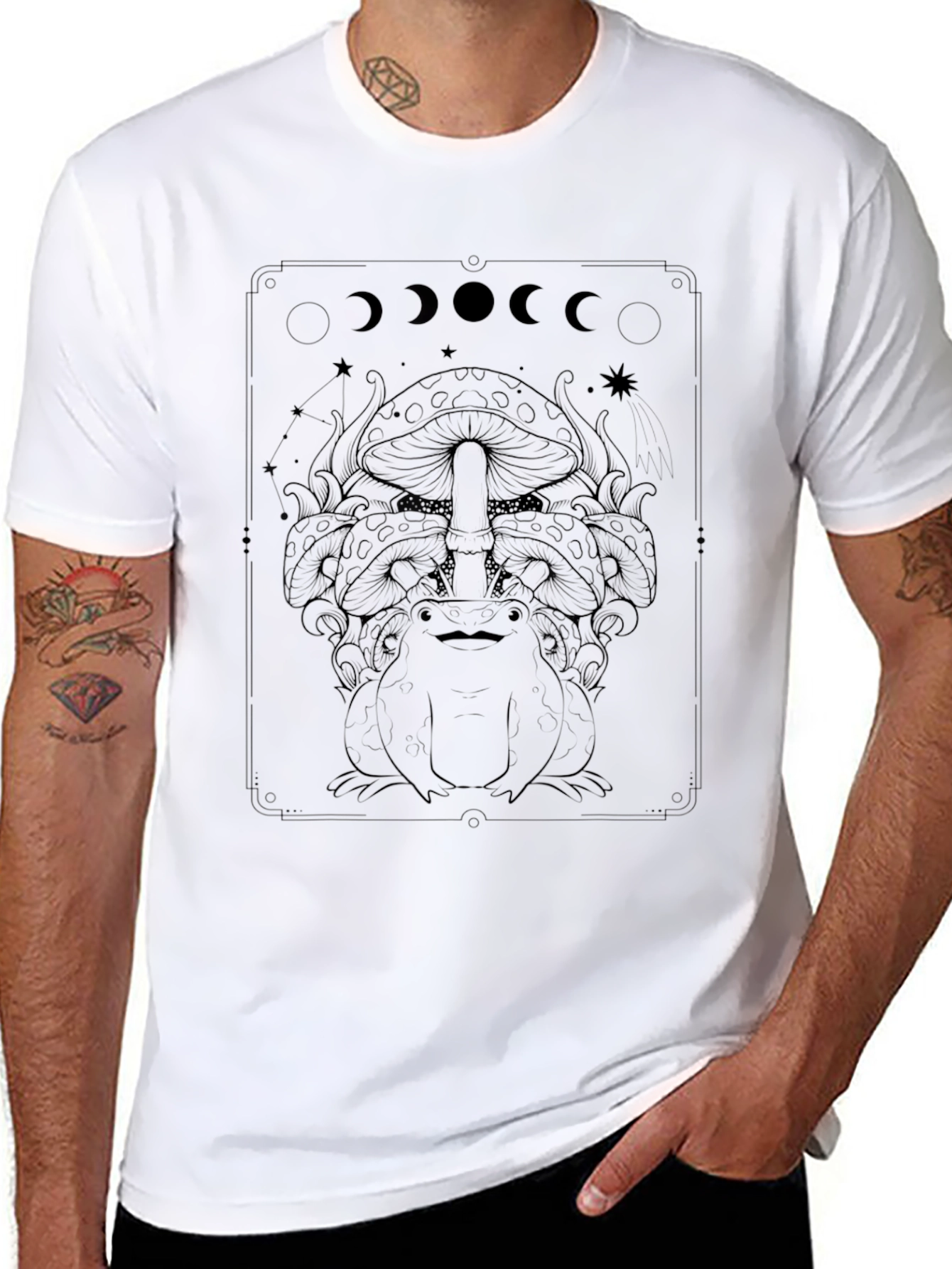 Mystic Frog & Mushroom Black T-Shirt