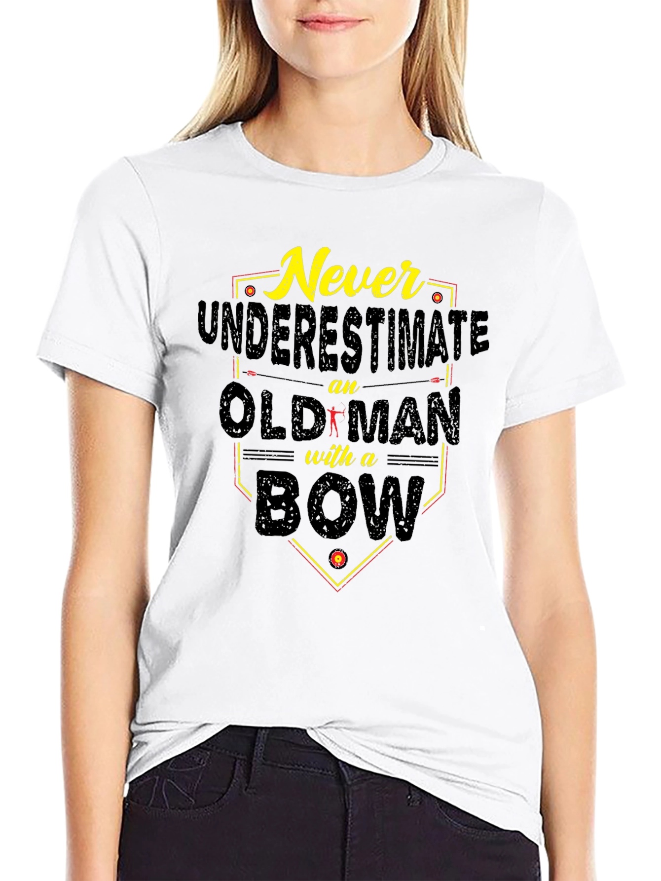 Never Underestimate Old Man with a Bow T-Shirt