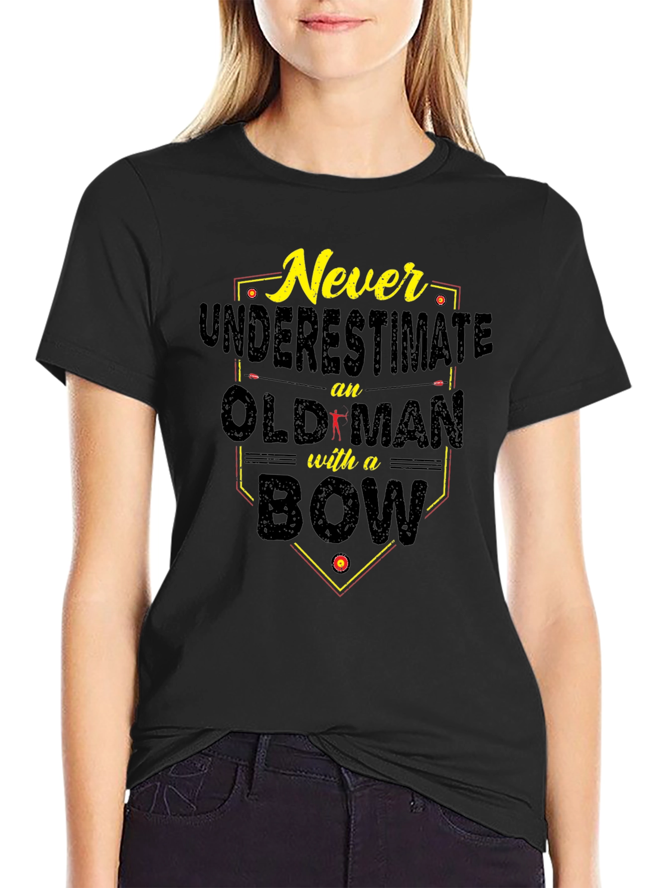 Never Underestimate Old Man with a Bow T-Shirt