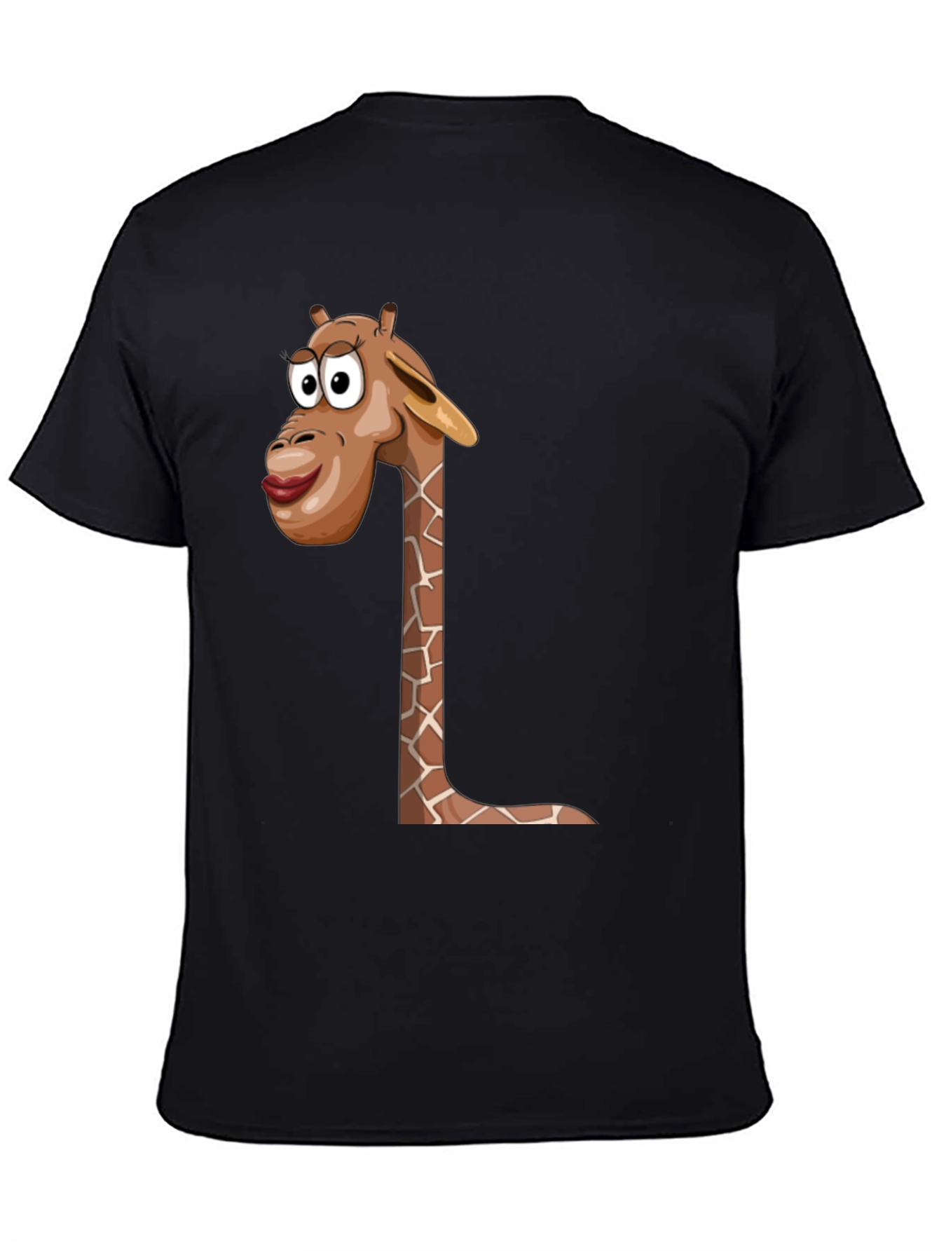 Giraffe Cartoon Graphic Black T-Shirt