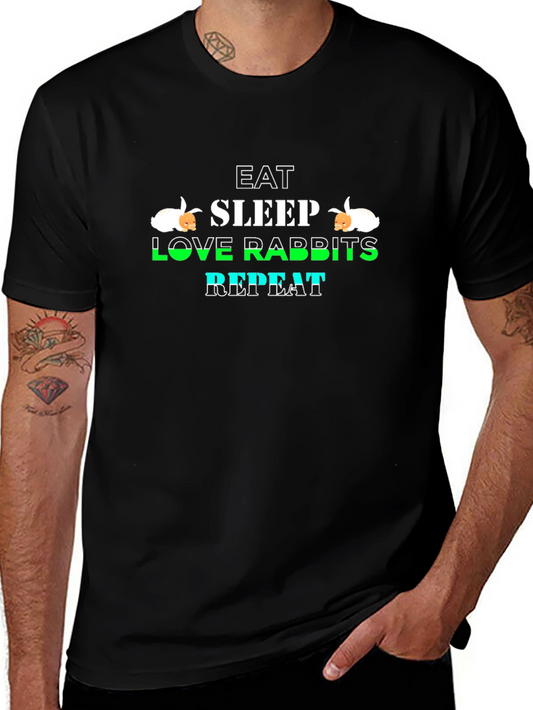 Eat Sleep Love Rabbits Repeat Graphic T-Shirt
