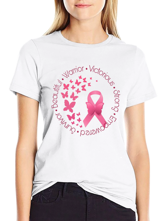 Breast Cancer Awareness Ribbon Butterfly T-Shirt