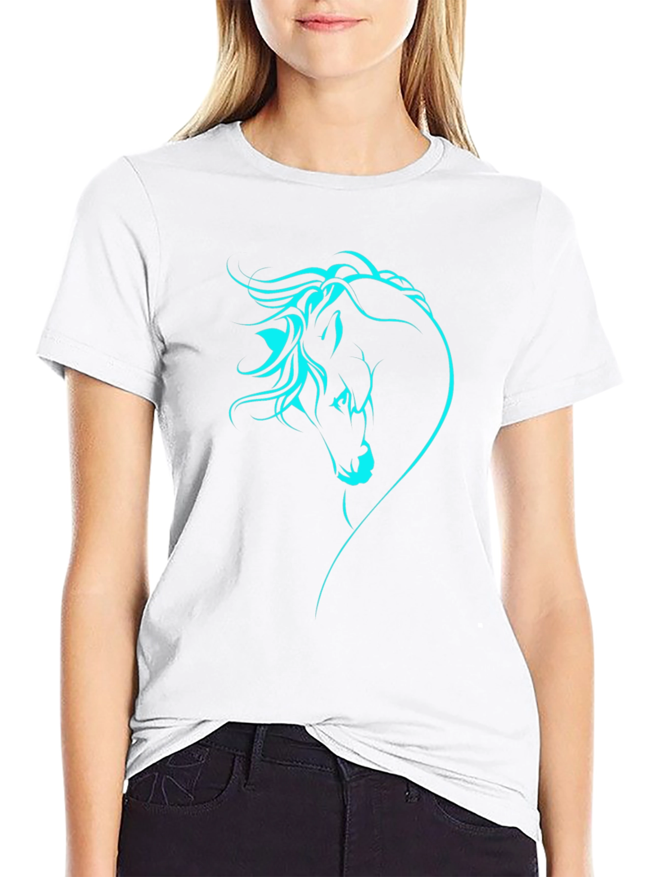 Horse Head Graphic Tee - Stylish Black T-Shirt