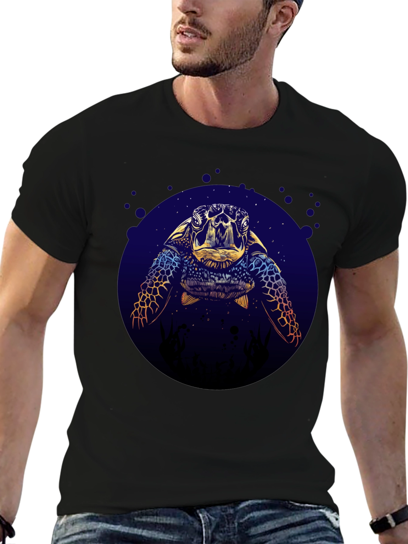 Sea Turtle Graphic Tee - Ocean Lovers Black T-Shirt