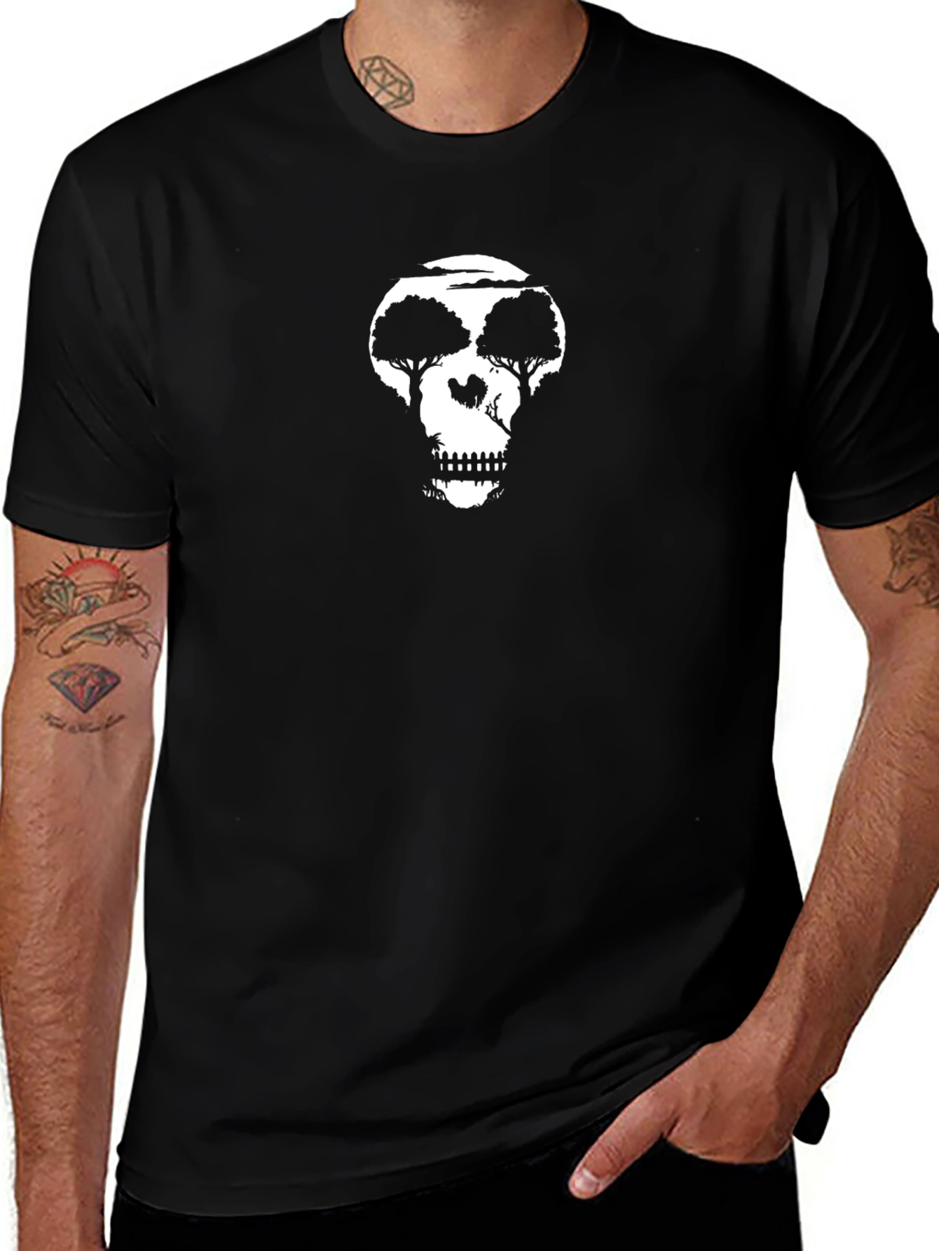 Skull Tree Graphic Tee - Black