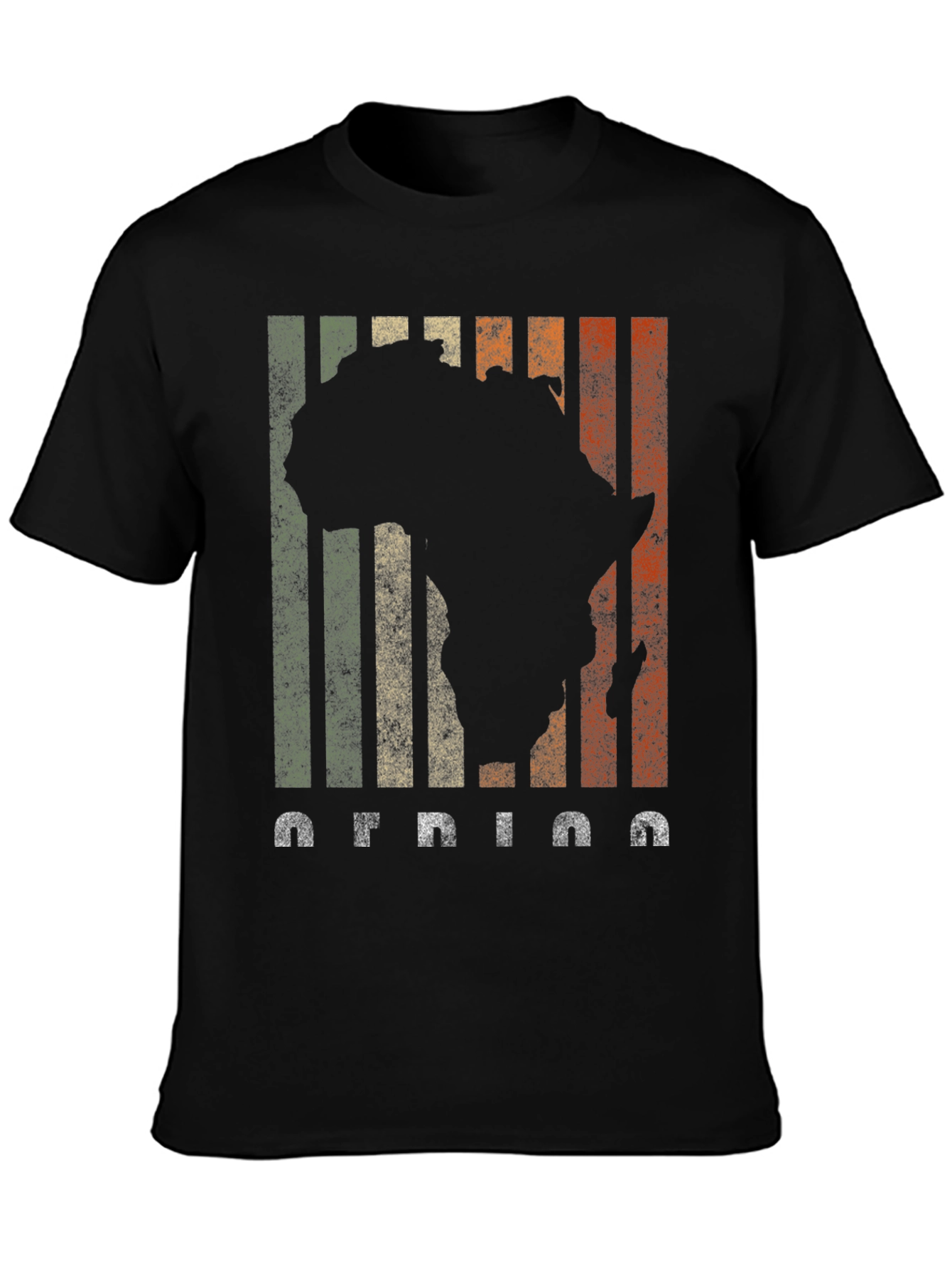 Africa Silhouette Retro Stripe T-Shirt