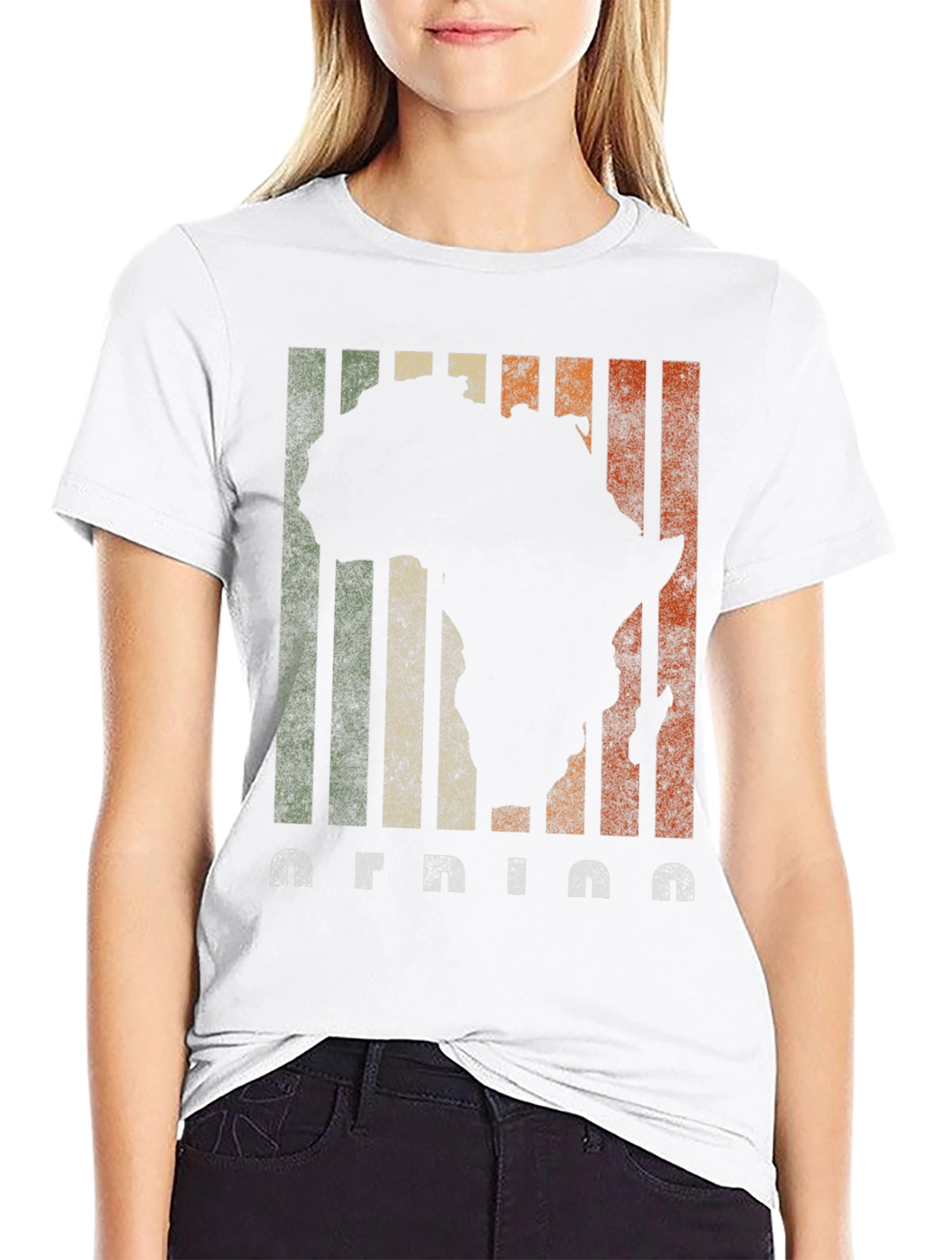 Africa Silhouette Retro Stripe T-Shirt