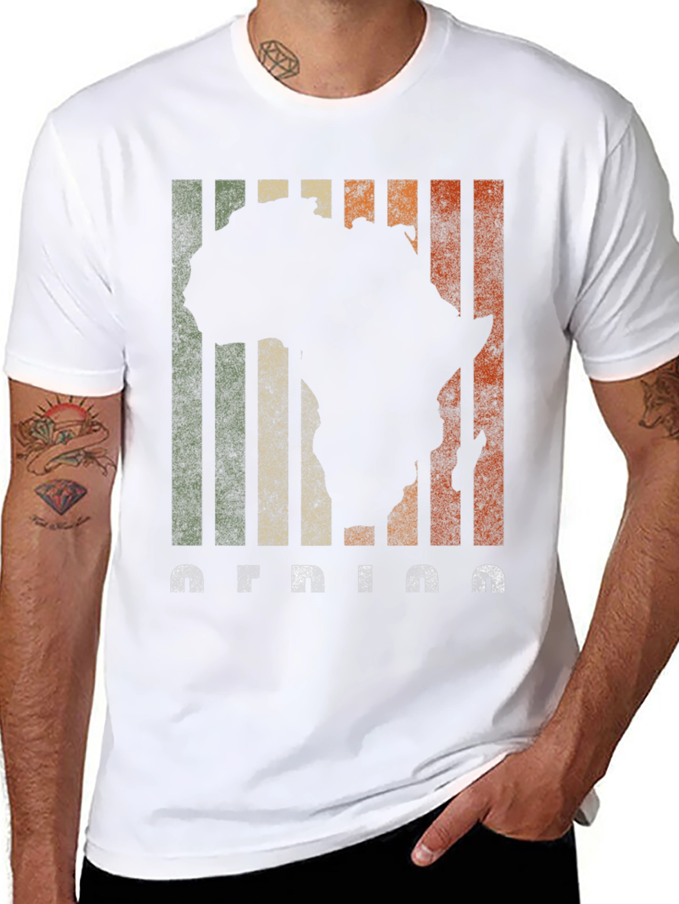 Africa Silhouette Retro Stripe T-Shirt
