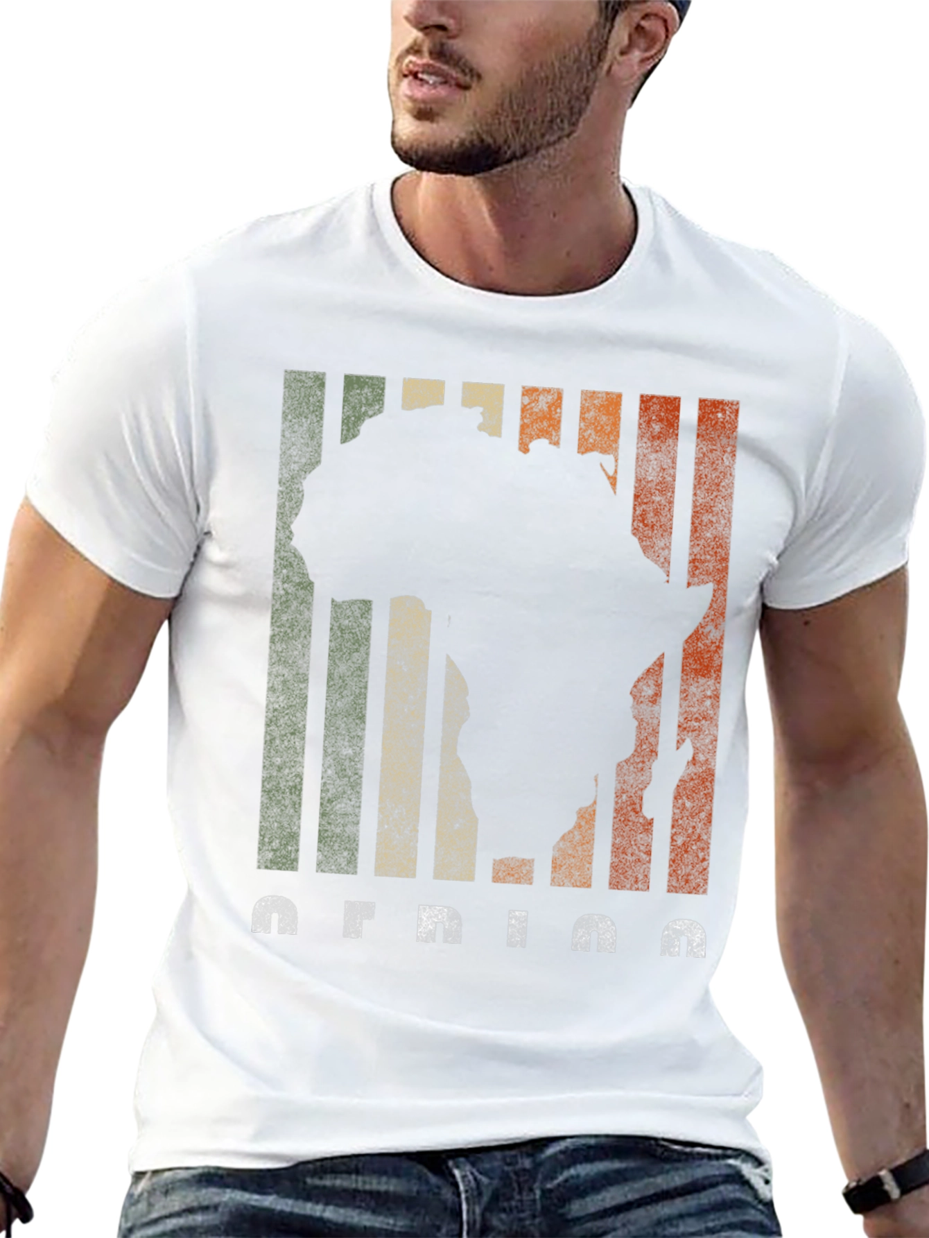 Africa Silhouette Retro Stripe T-Shirt