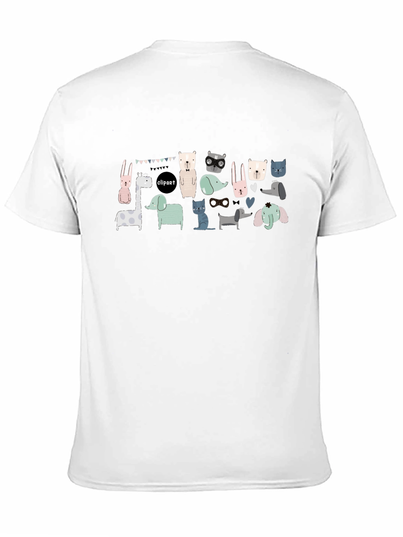 Fun Animal Clipart Graphic Tee - Black