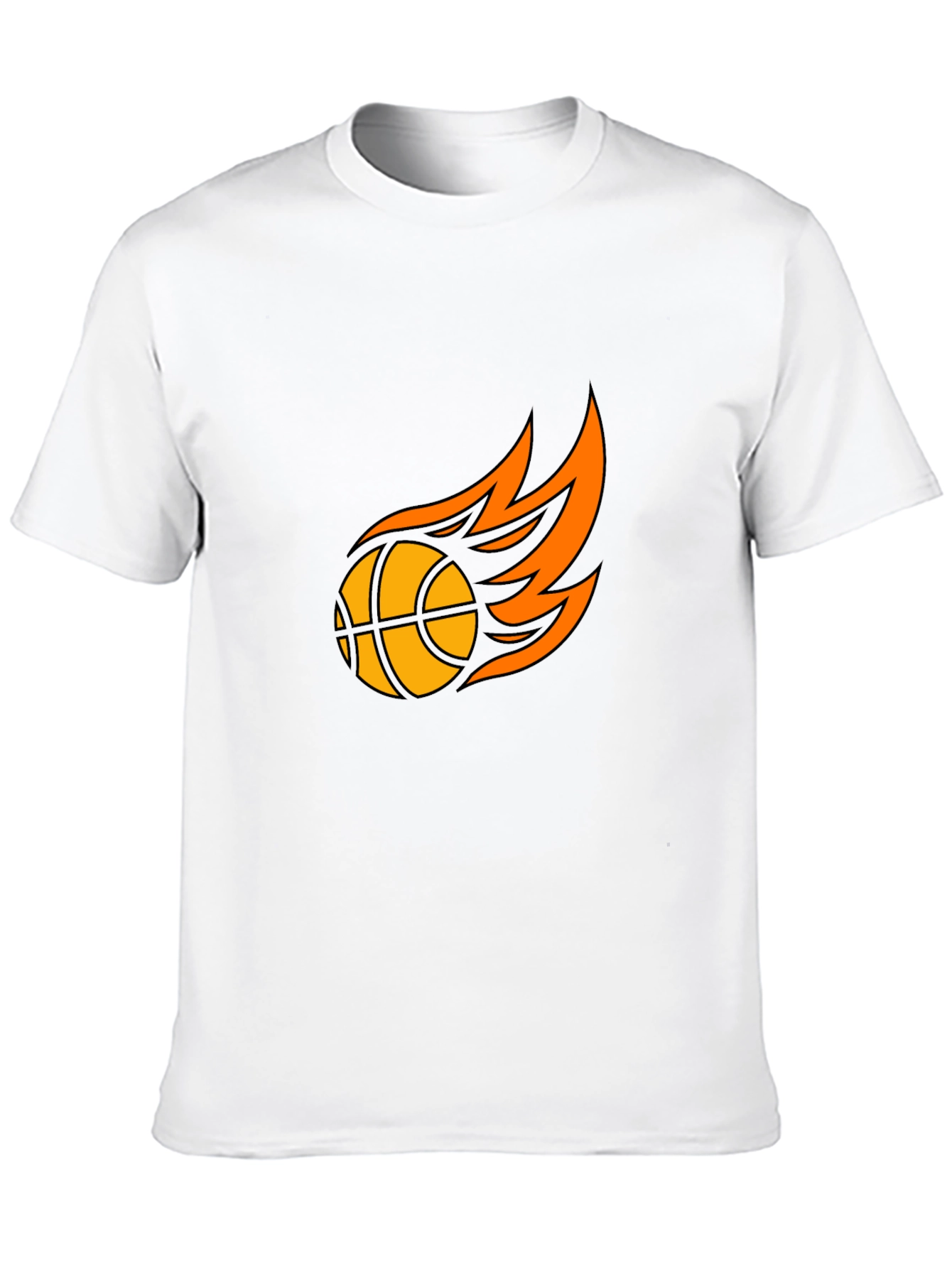 Fiery Basketball Graphic Tee - Black Cotton T-Shirt
