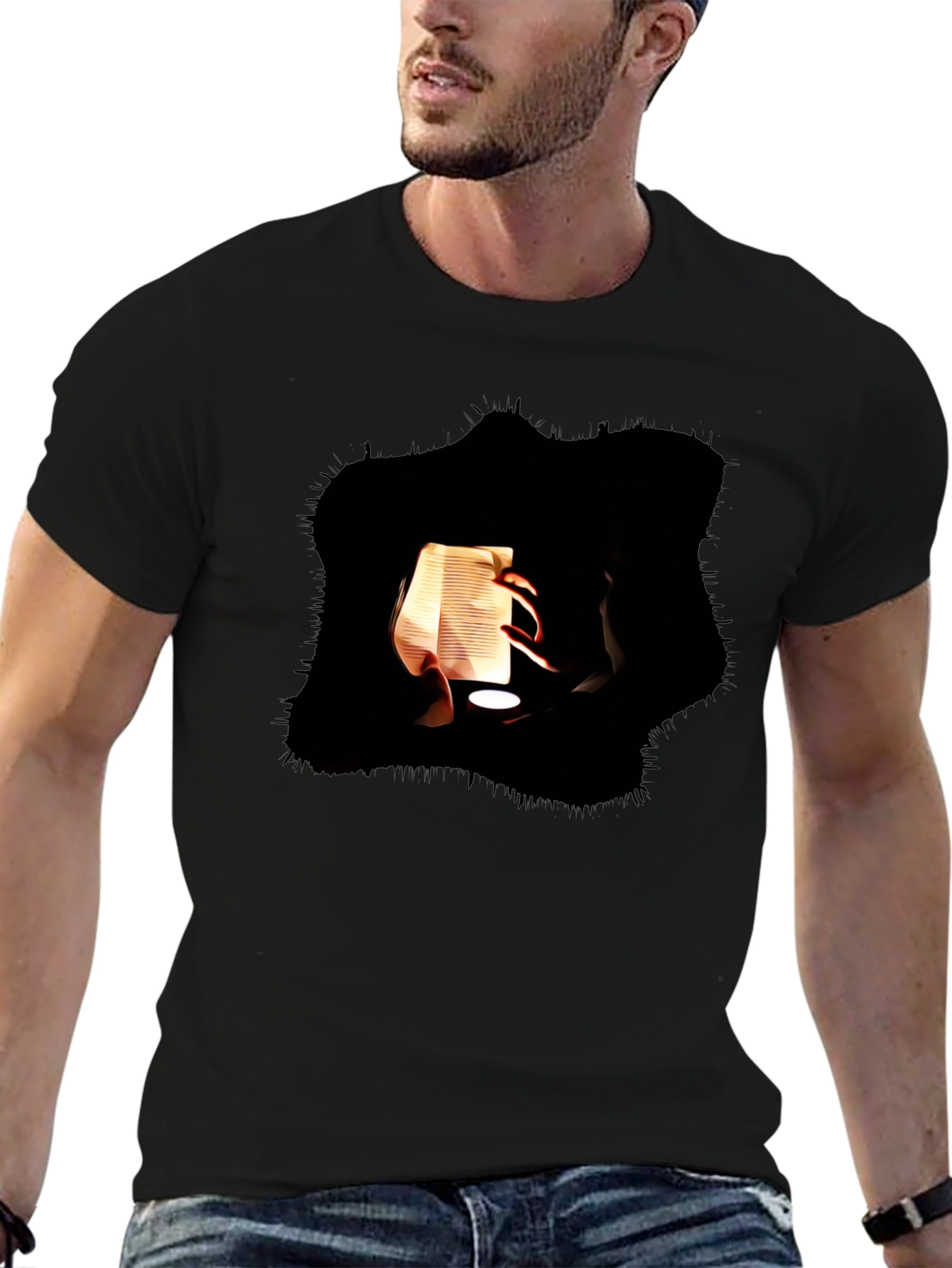 Abstract Art Print Black Cotton Tee