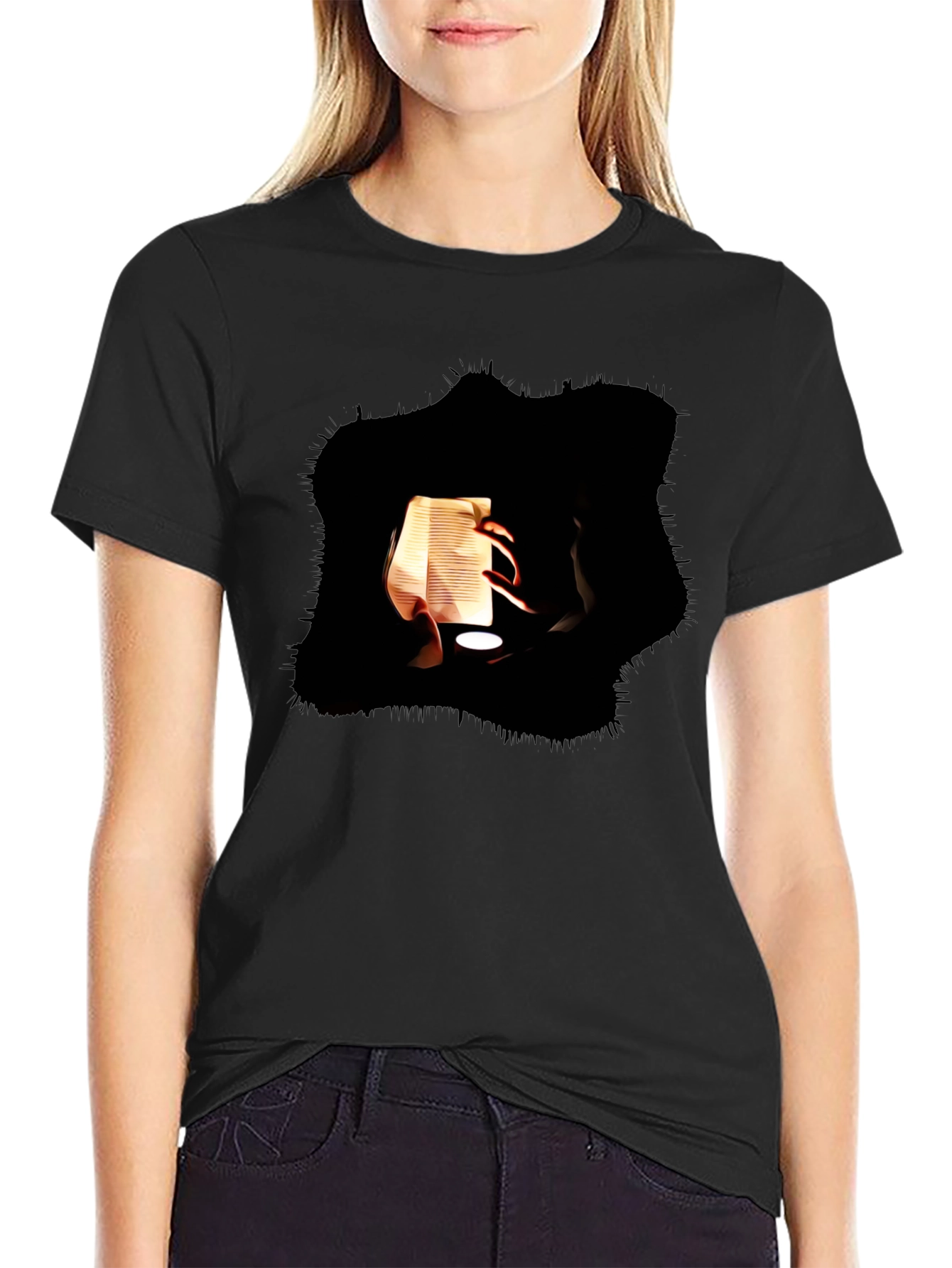 Abstract Art Print Black Cotton Tee