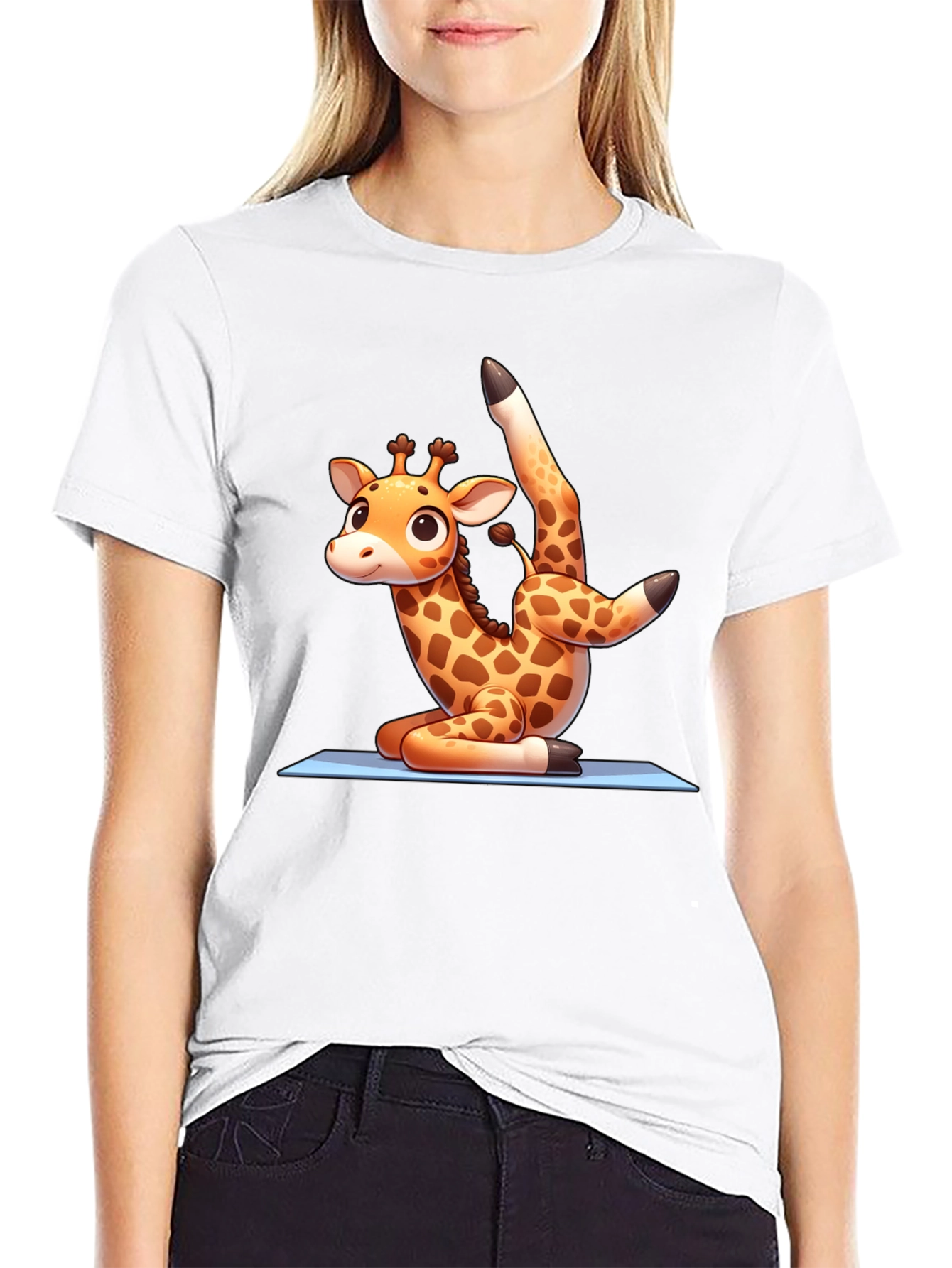 Yoga Giraffe Black T-Shirt