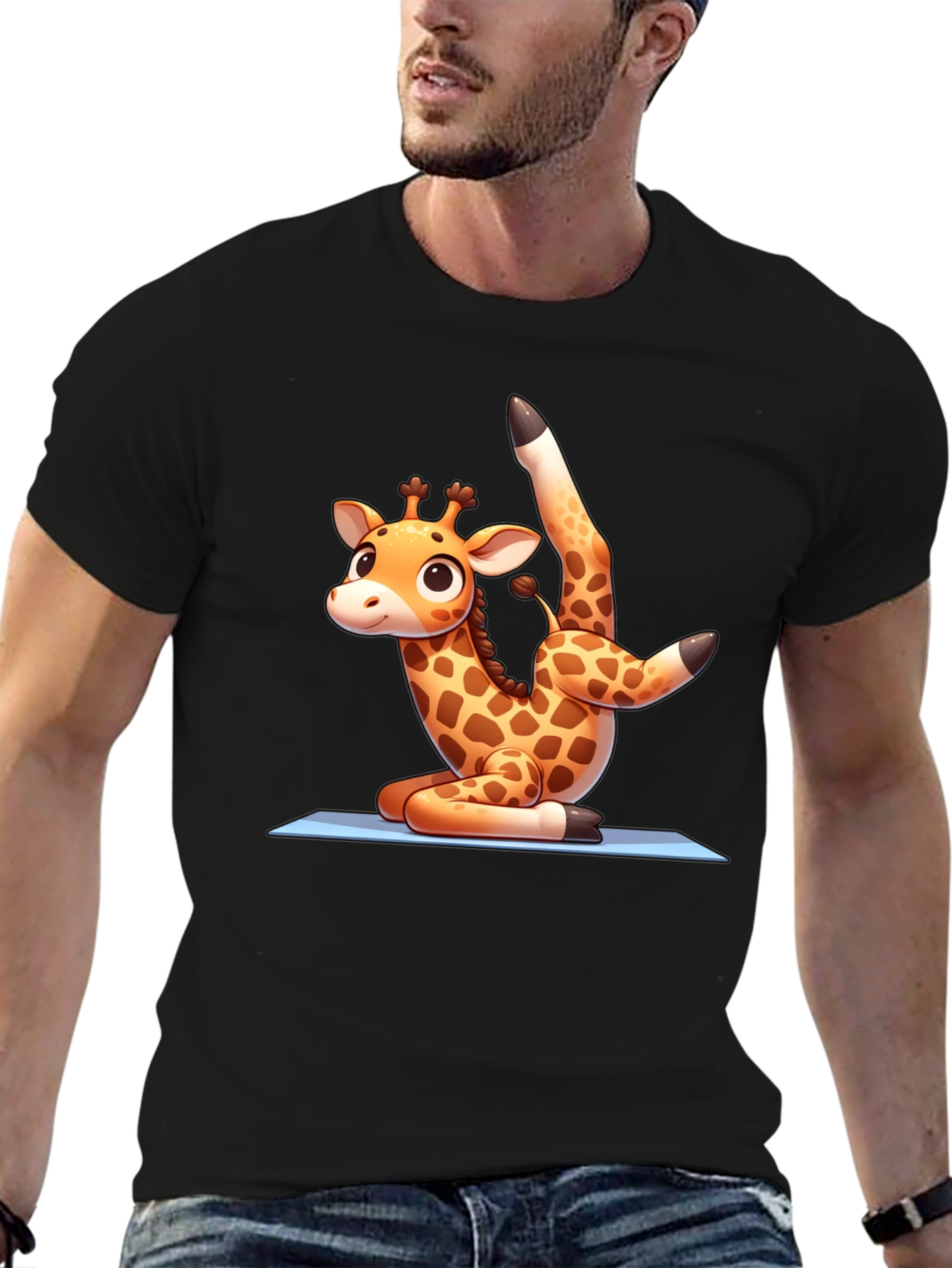 Yoga Giraffe Black T-Shirt