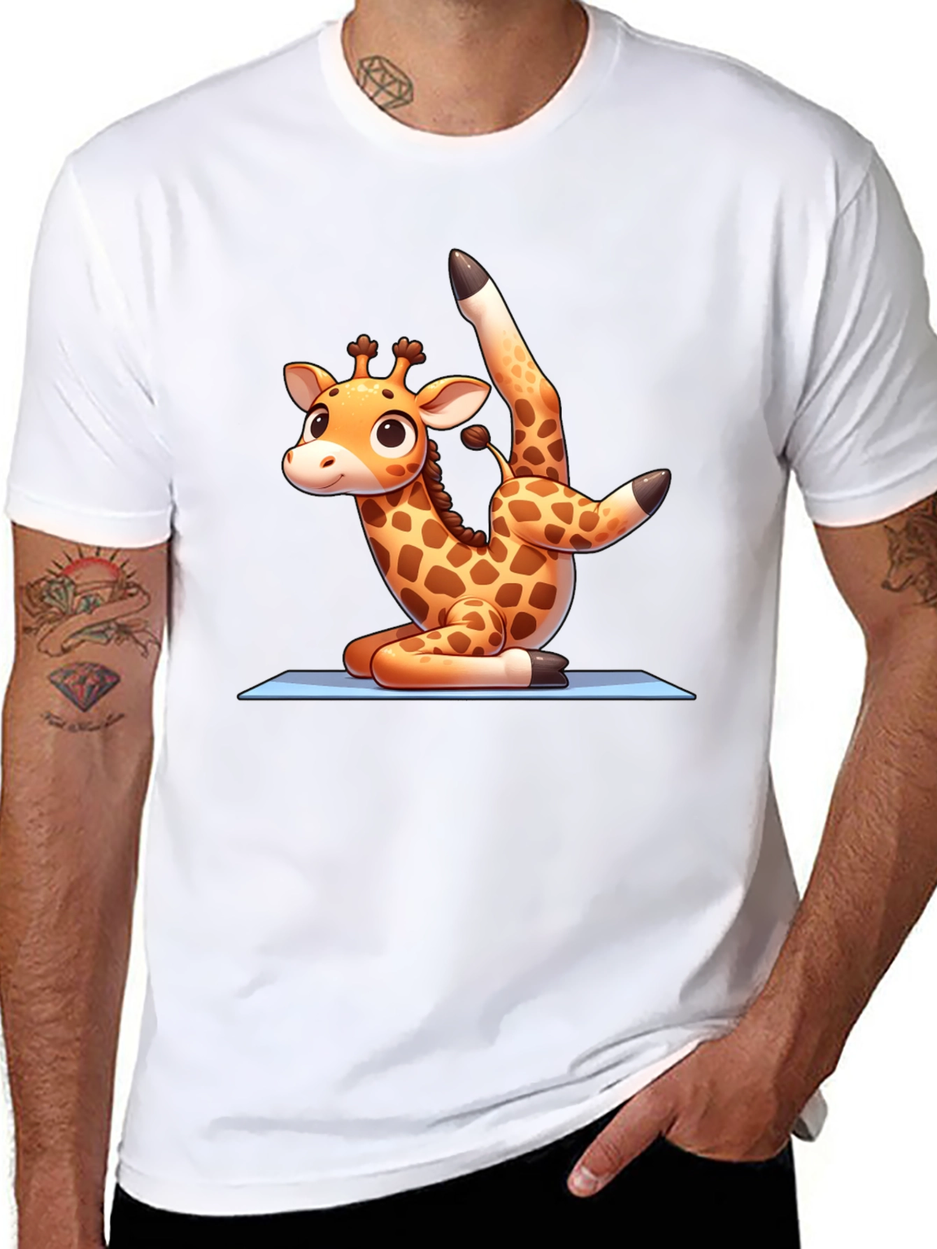 Yoga Giraffe Black T-Shirt