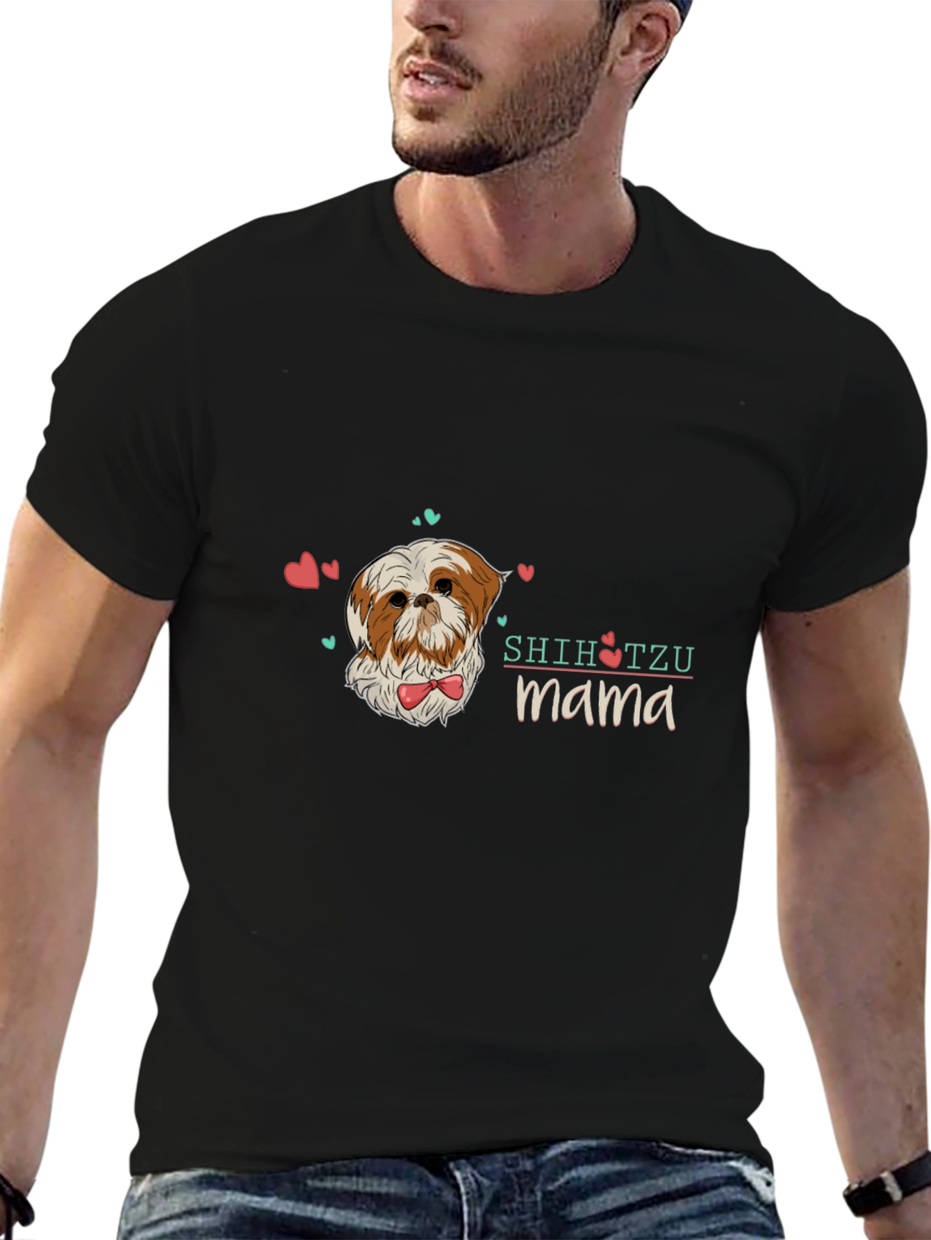Shih Tzu Mama Black T-Shirt